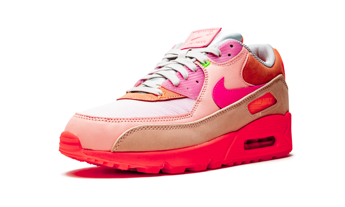 nike air max 90 prm platinum crimson bright purple women s+CT3449-600+left diagnol single view