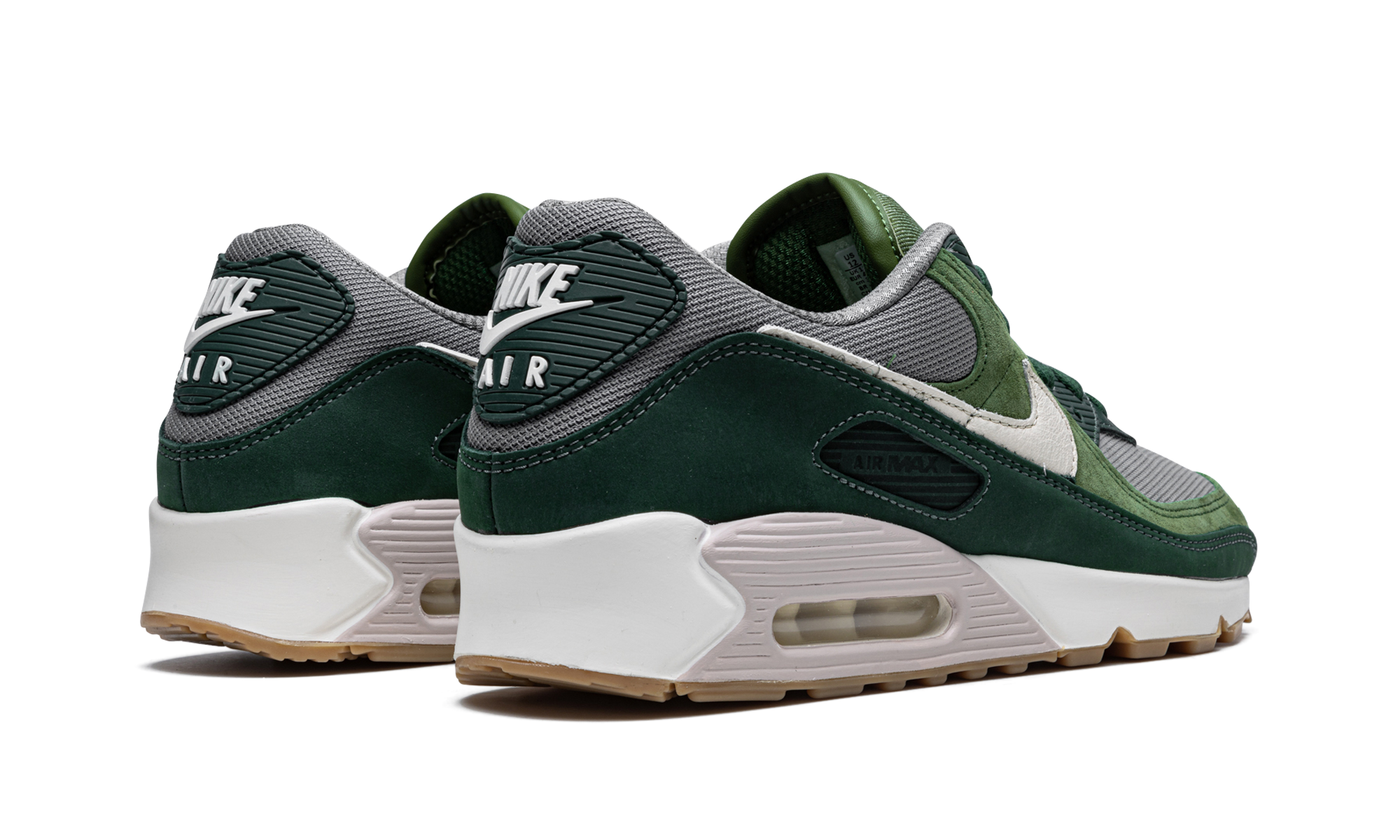 nike air max 90 prm pro green pale ivory+DH4621-300+diagnol right behind view