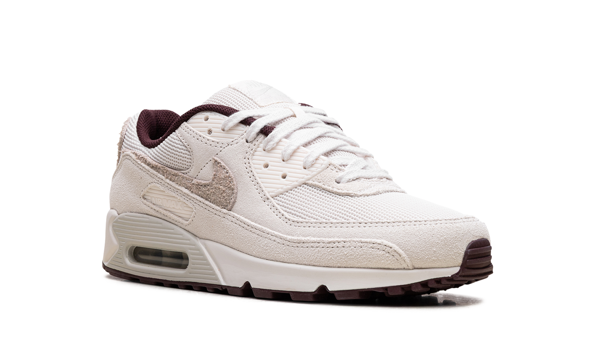 nike air max 90 sail burgundy crush+HQ1712-001+diagnol right view