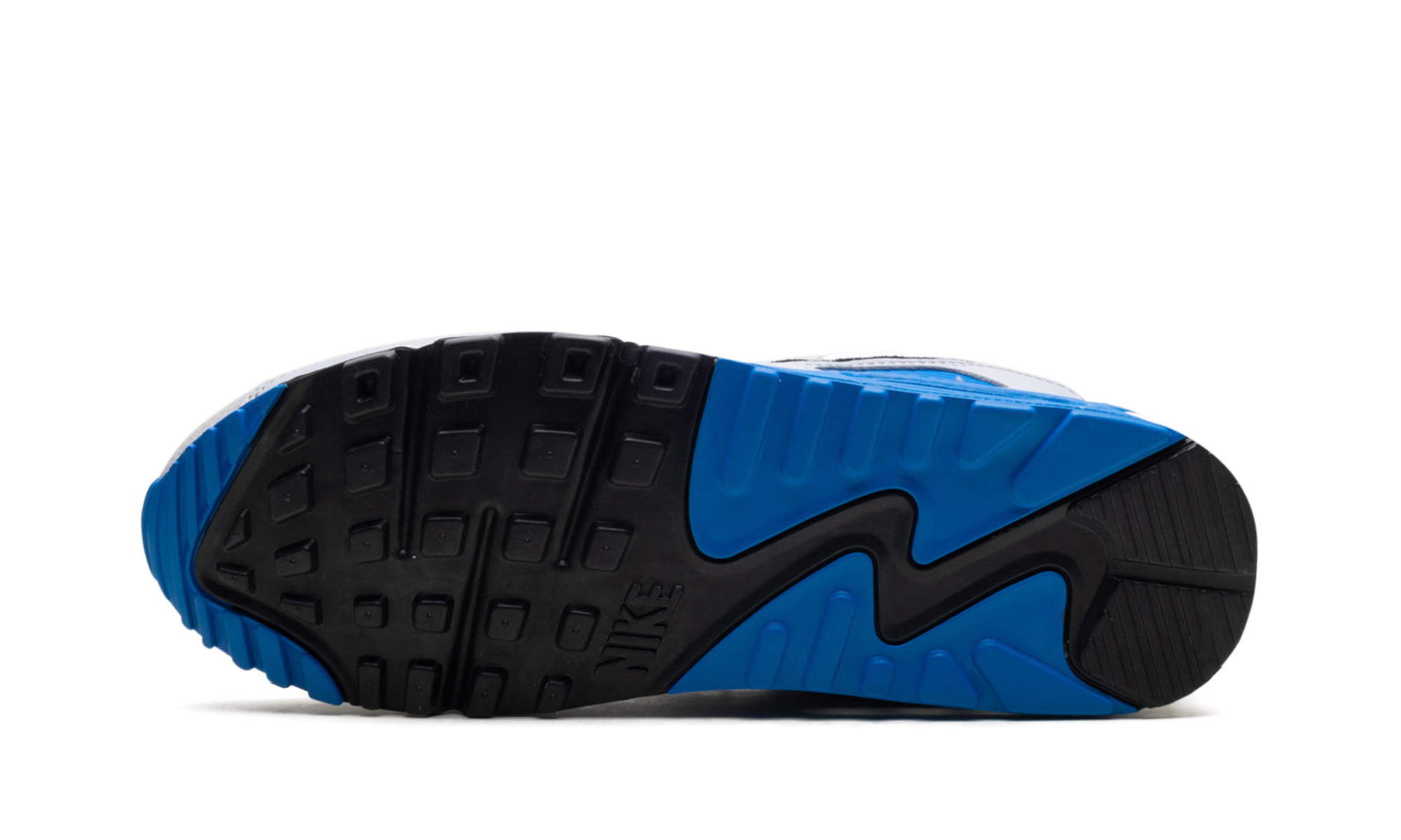 nike air max 90 pure platinum photo blue+FN6958-102+bottom view