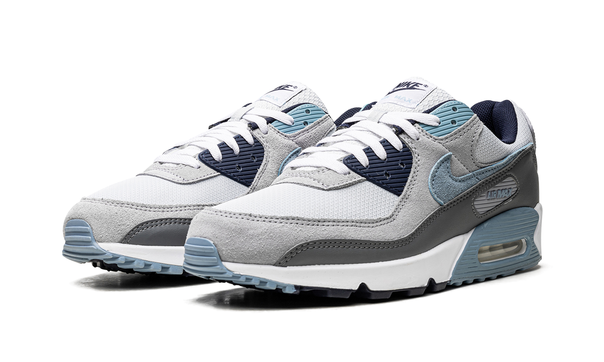 nike air max 90 pure platinum warm blue+DM0029-003+diagnol left view