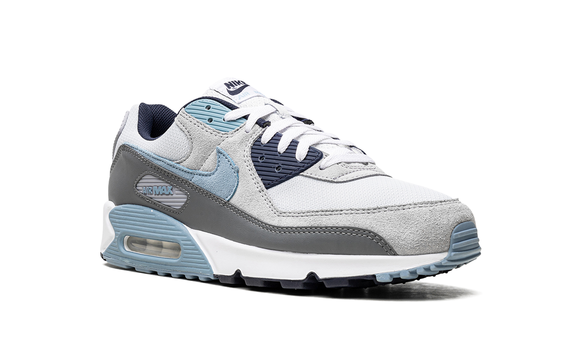 nike air max 90 pure platinum warm blue+DM0029-003+diagnol right view