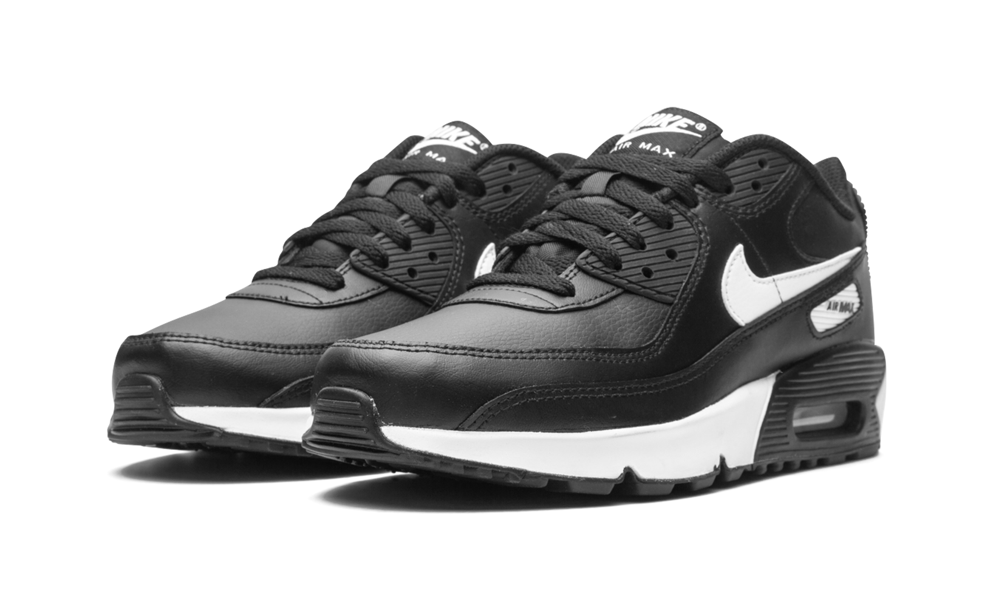 nike air max 90 recraft black white gs+CD6864-010+diagnol left view