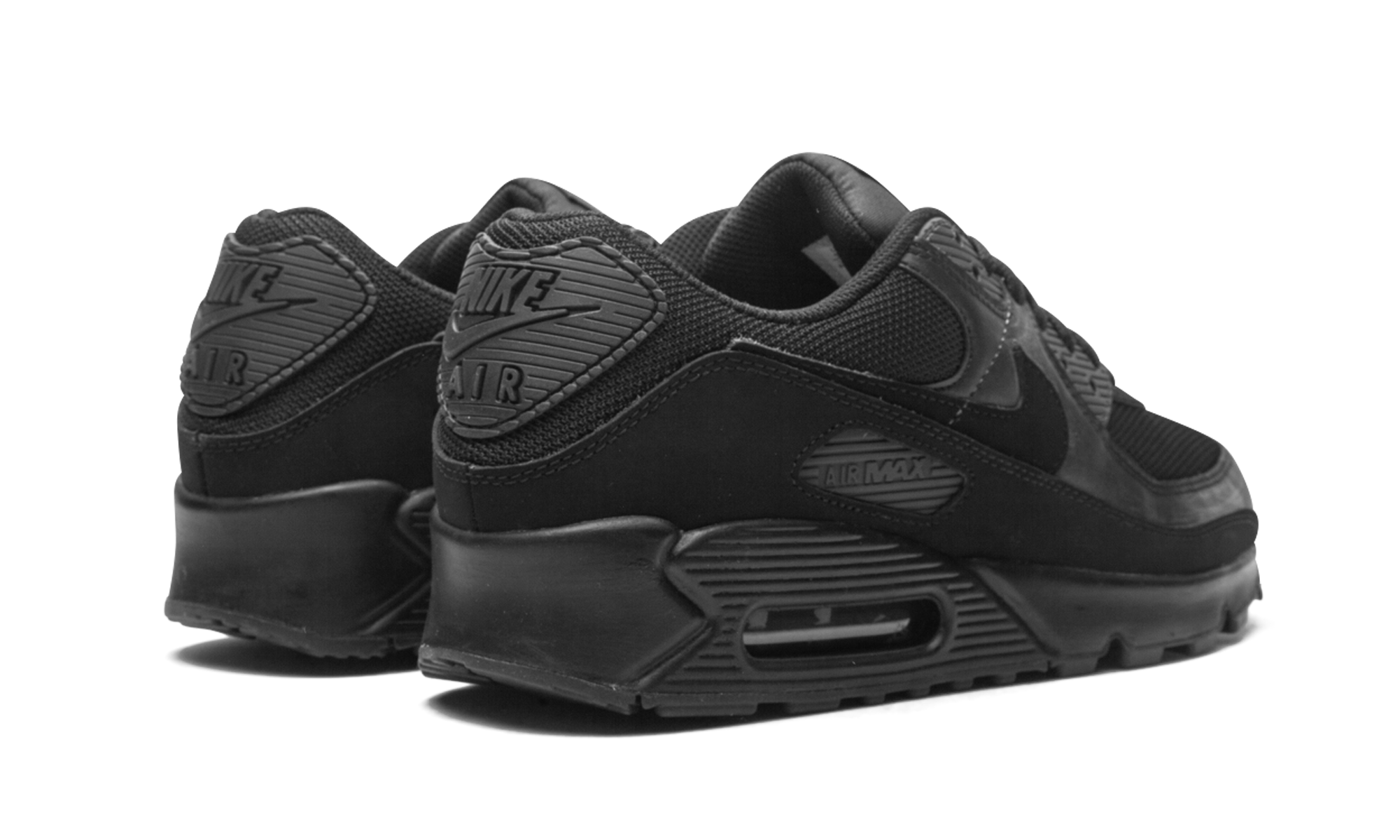 nike air max 90 recraft triple black+CN8490-003+diagnol right behind view