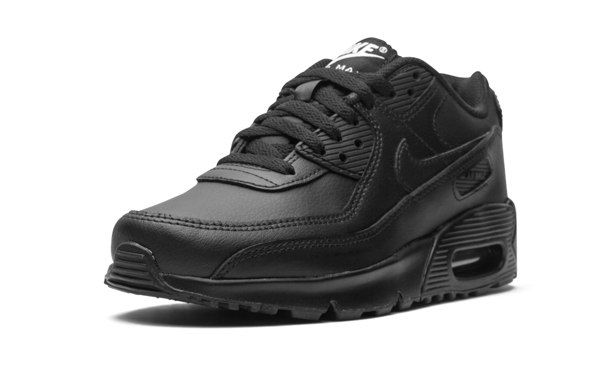 nike air max 90 recraft triple black gs+CD6864-001+left diagnol single view
