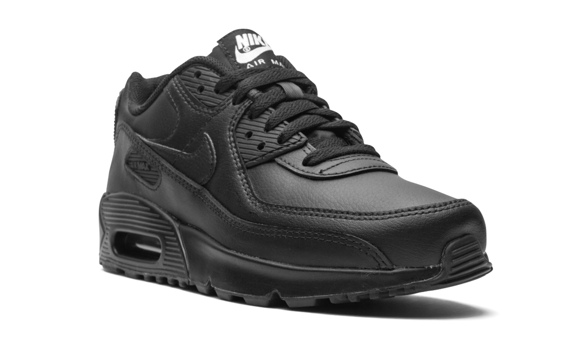 nike air max 90 recraft triple black gs+CD6864-001+diagnol right view