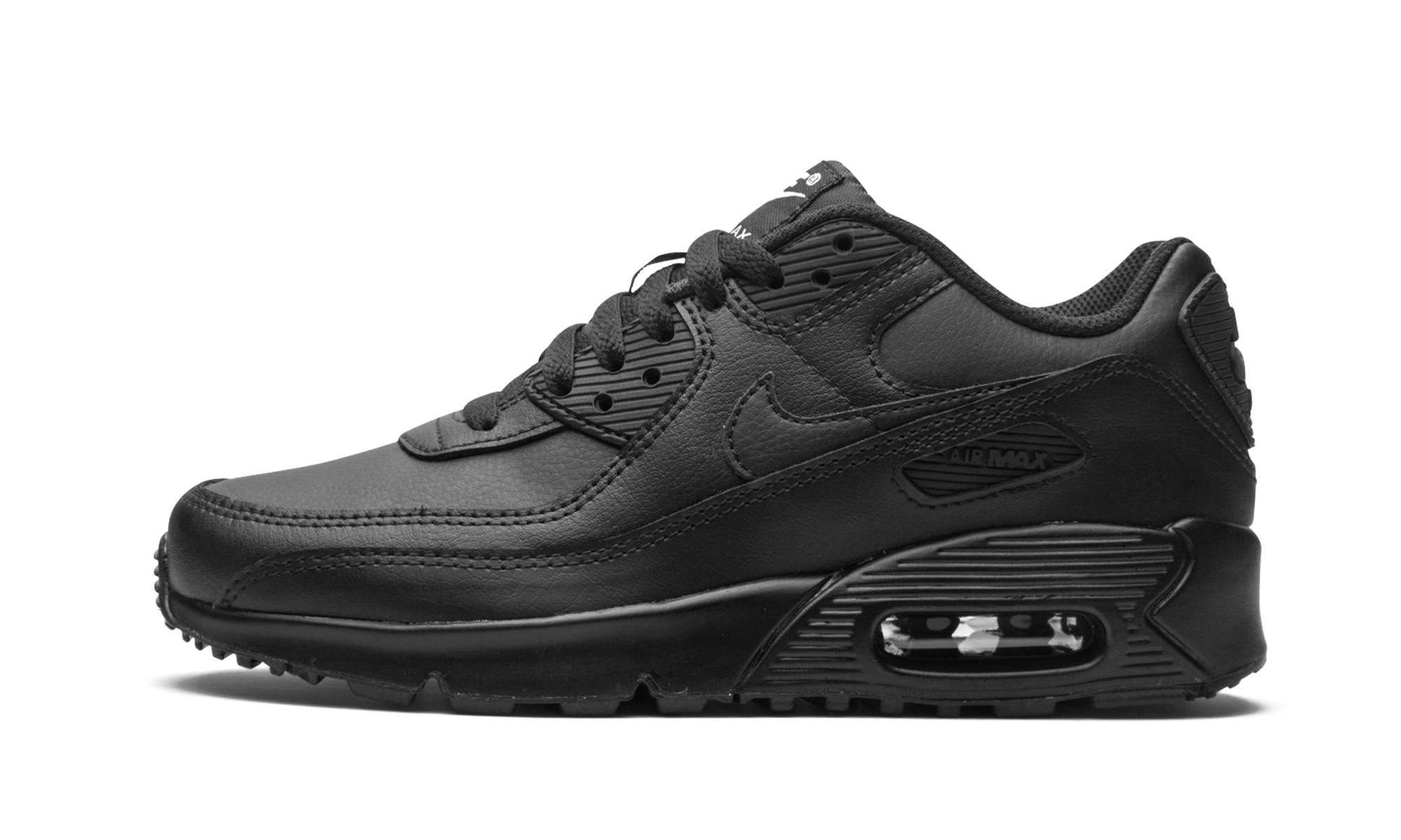 nike air max 90 recraft triple black gs+CD6864-001+diagnol right view 1