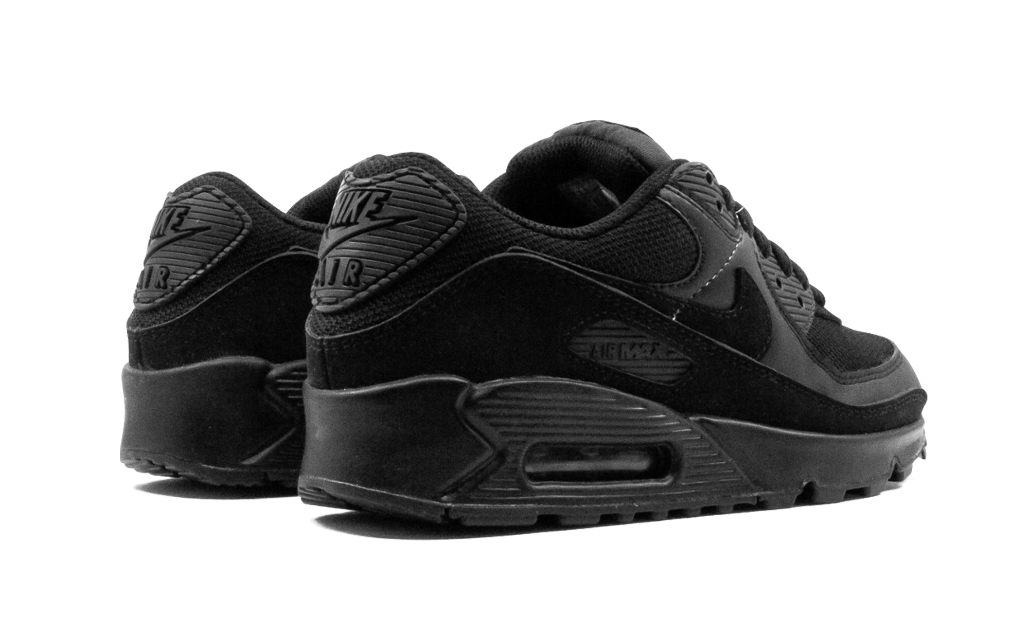 nike air max 90 recraft triple black women s+CQ2560-002+diagnol right behind view