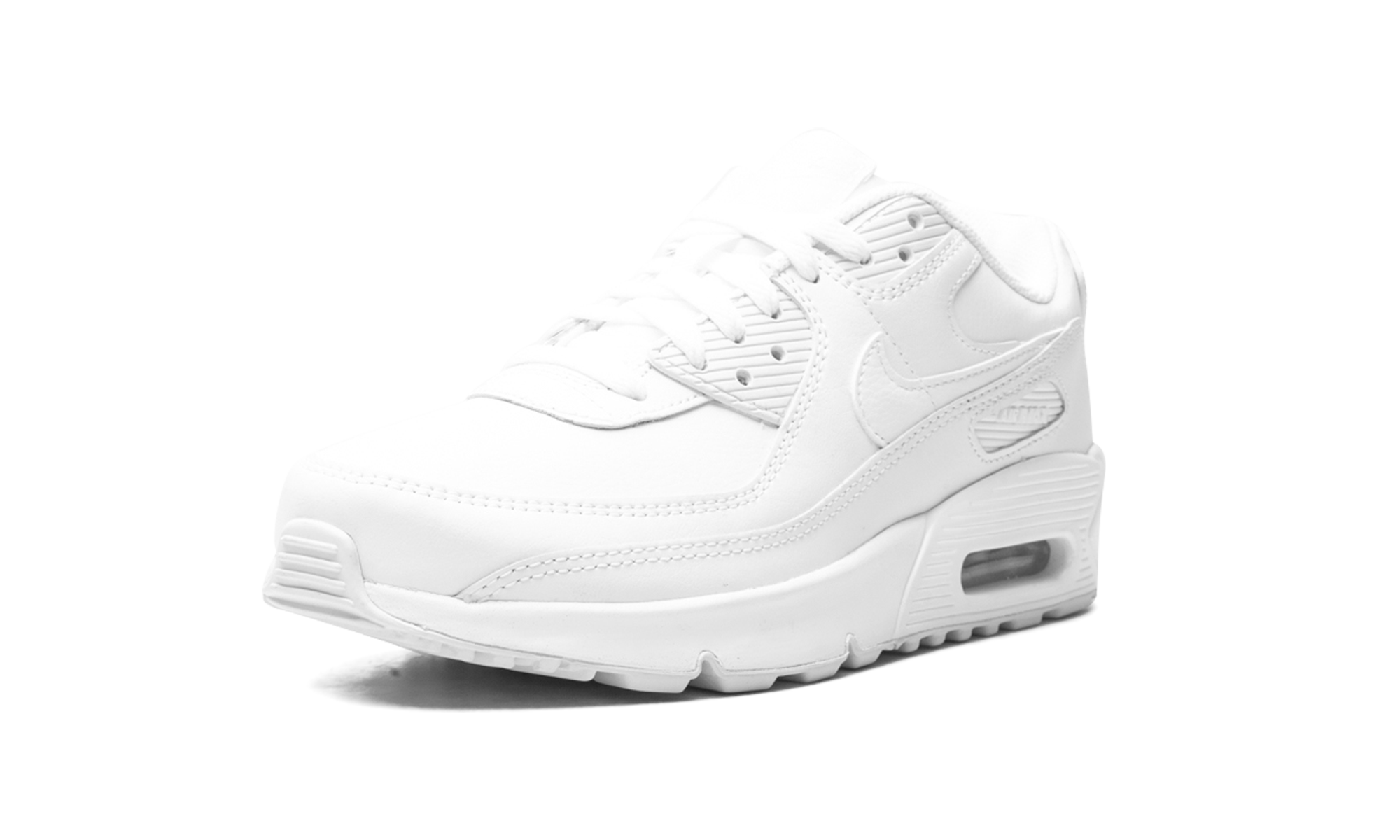 nike air max 90 recraft triple white gs+CD6864-100+left diagnol single view