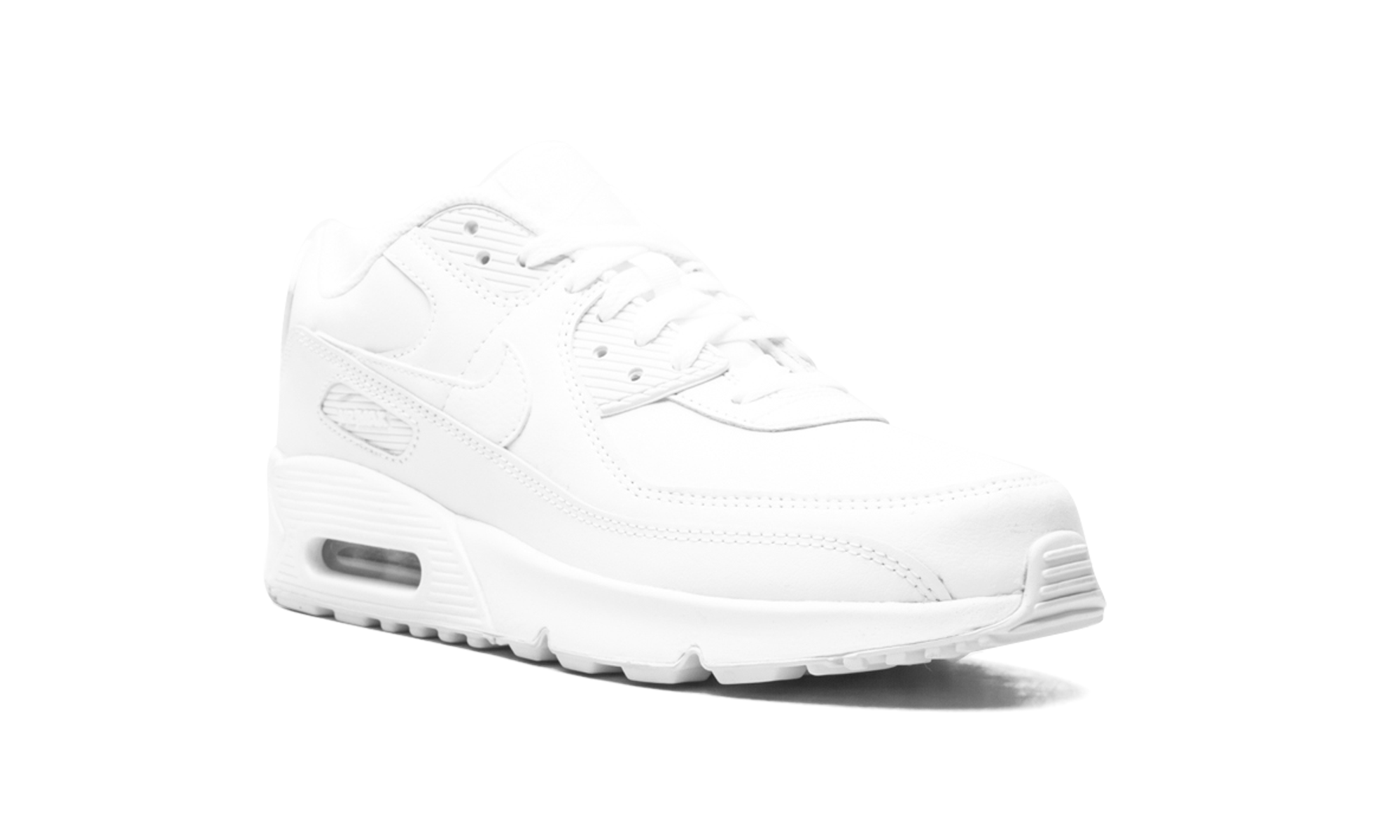 nike air max 90 recraft triple white gs+CD6864-100+diagnol right view