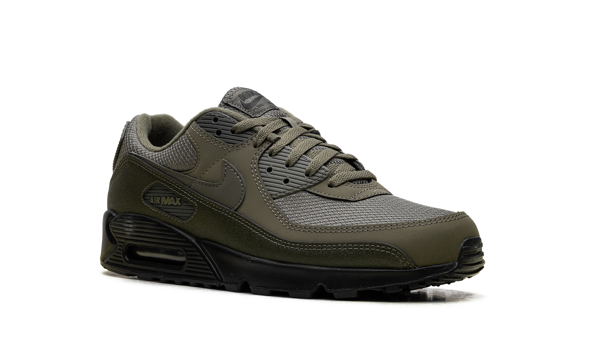 nike air max 90 reflective swoosh medium olive+HQ3828-200+diagnol right view