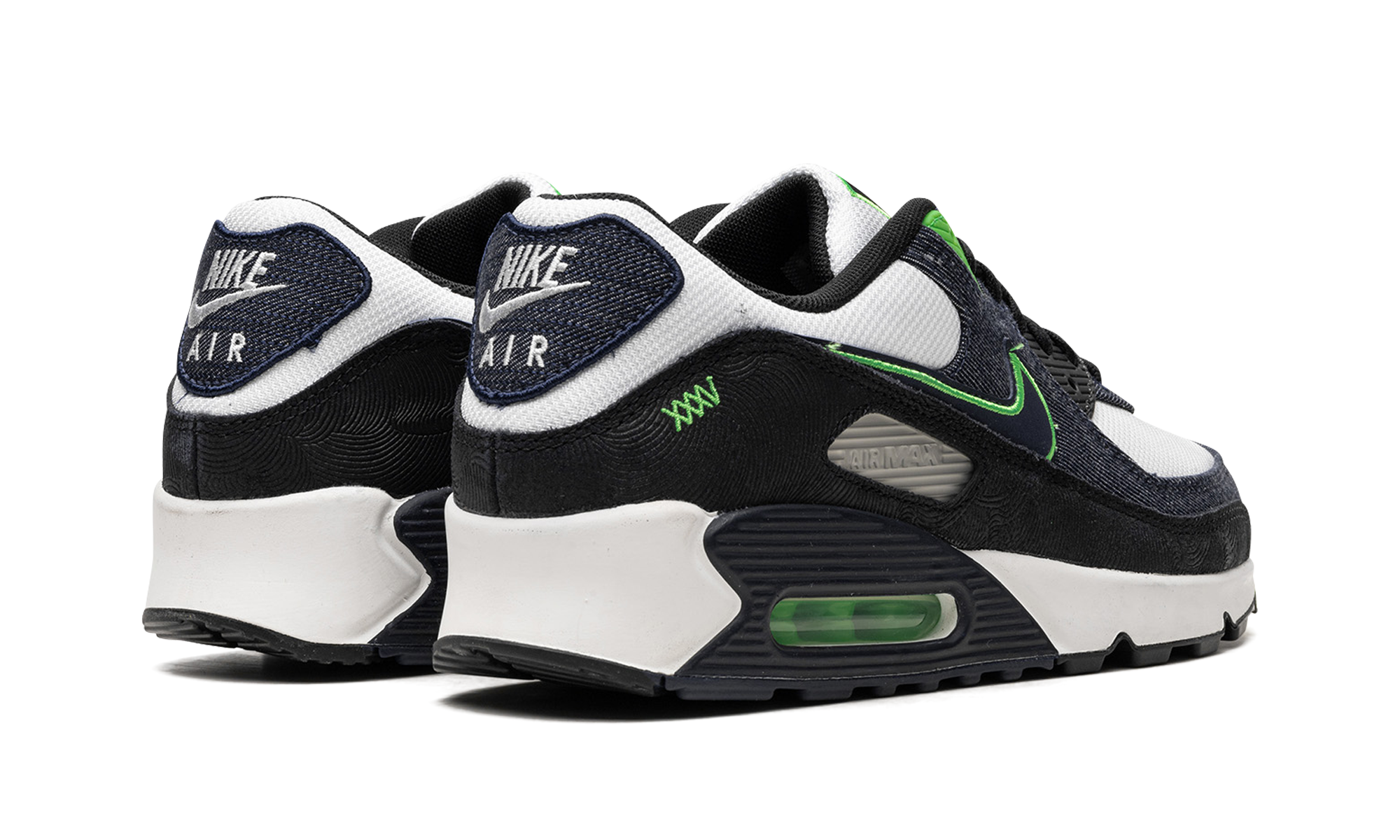 nike air max 90 scream green+DN4155-001+diagnol right behind view