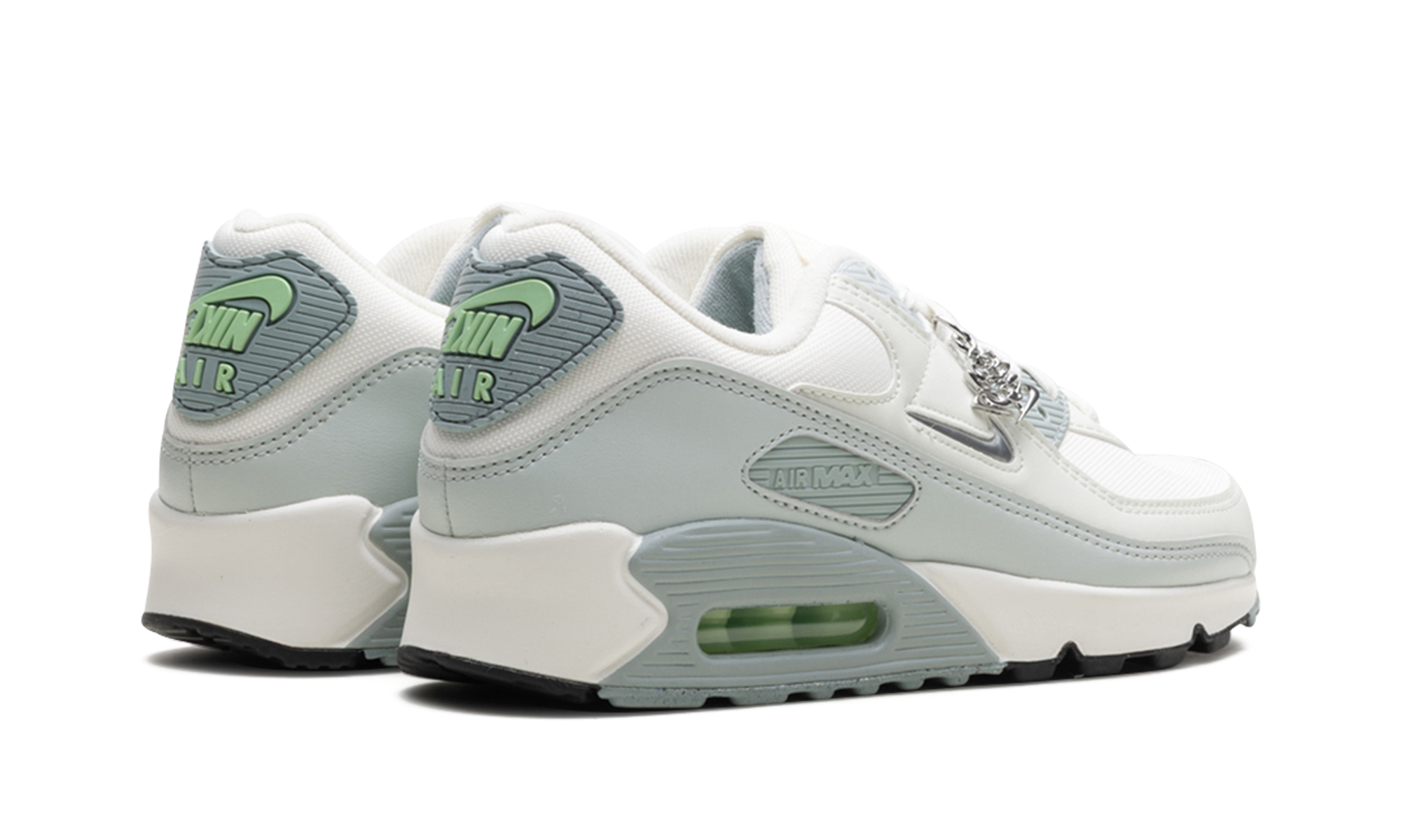 nike air max 90 se molten metal women s+FN6948-100+diagnol right behind view