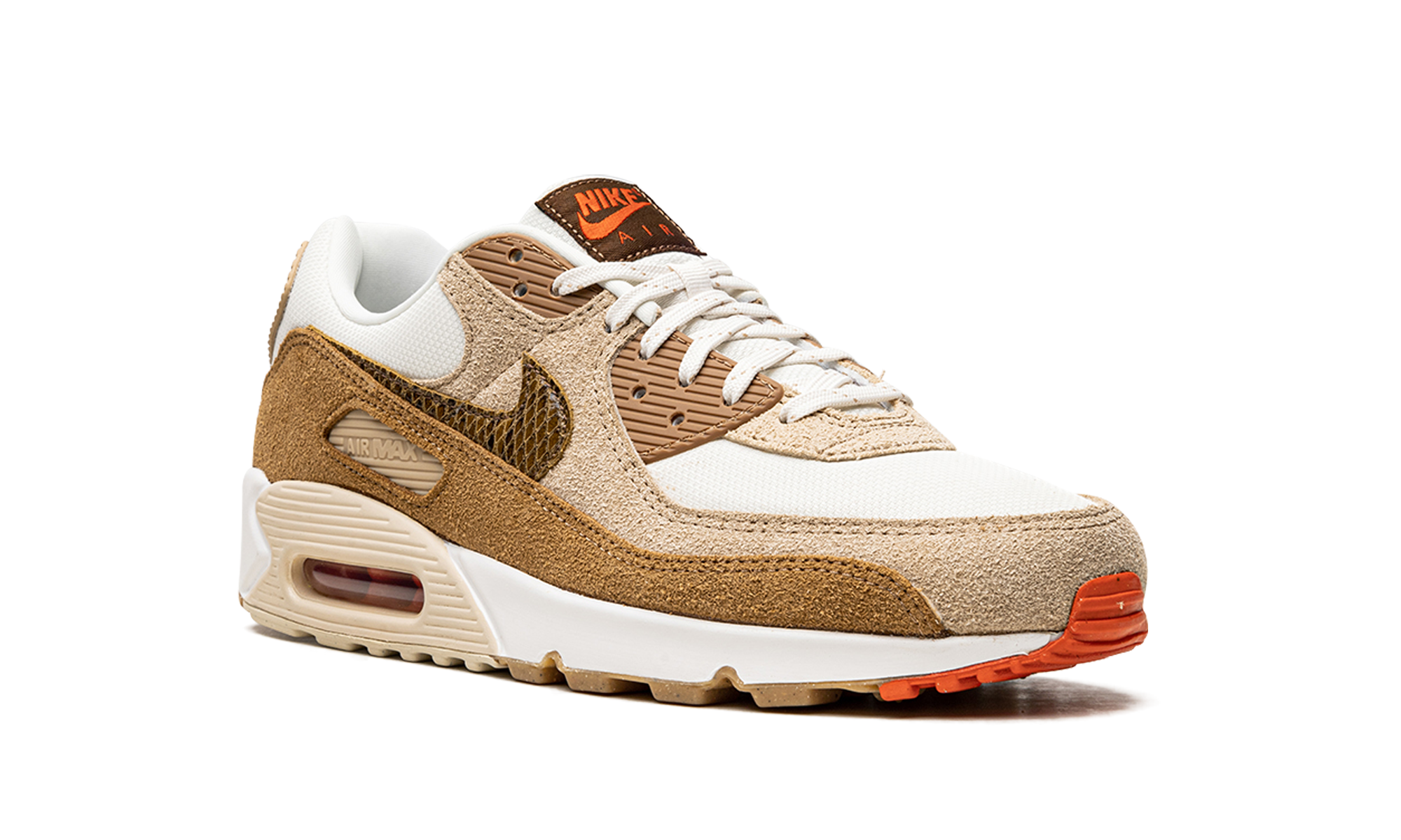 nike air max 90 se pale ivory snakeskin swoosh women s+DX9502-100+diagnol right view