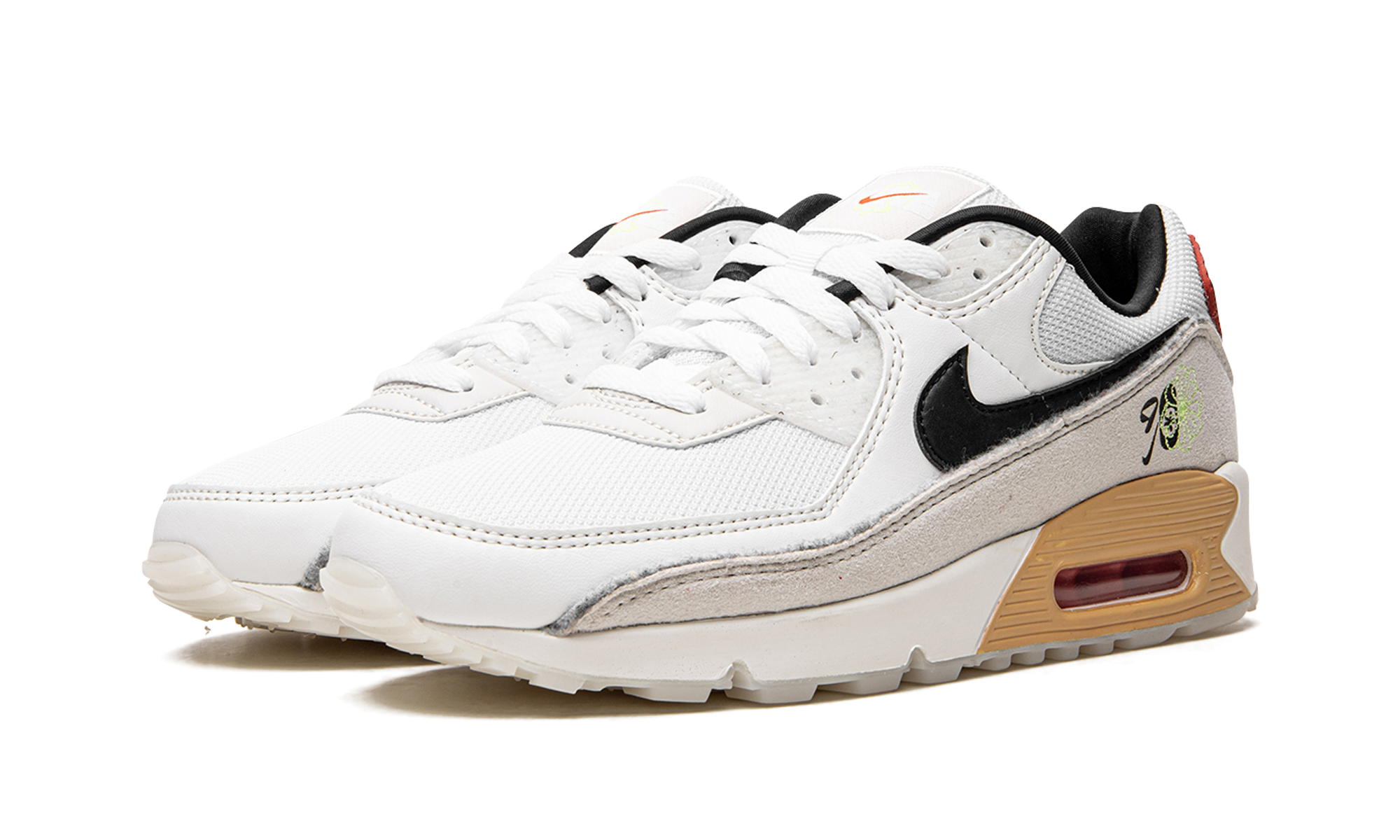 nike air max 90 se swoosh fiber white+DV3335-100+diagnol left view