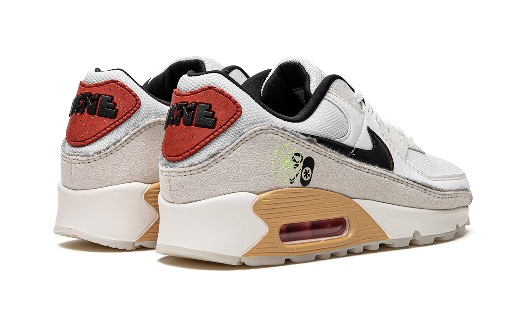 nike air max 90 se swoosh fiber white+DV3335-100+diagnol right behind view