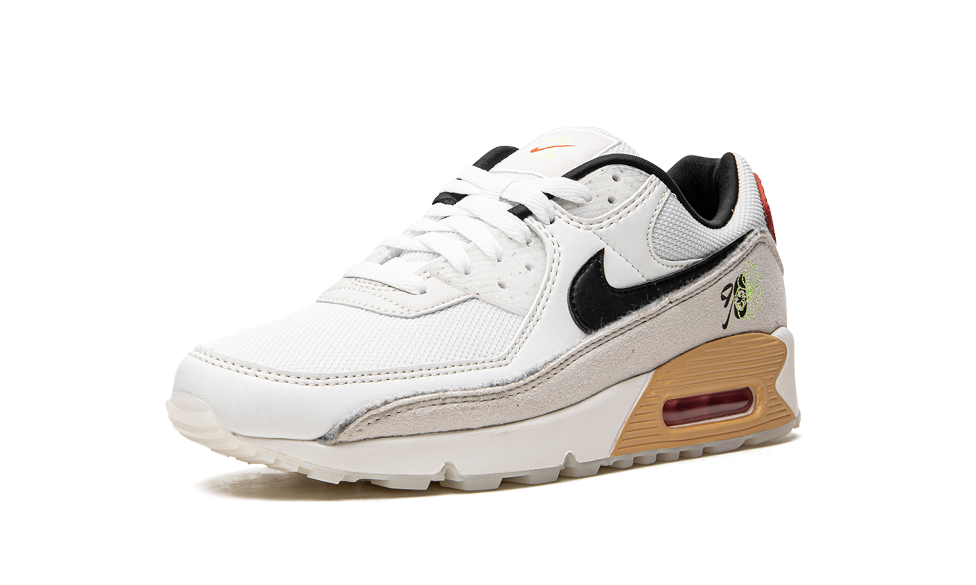 nike air max 90 se swoosh fiber white+DV3335-100+left diagnol single view