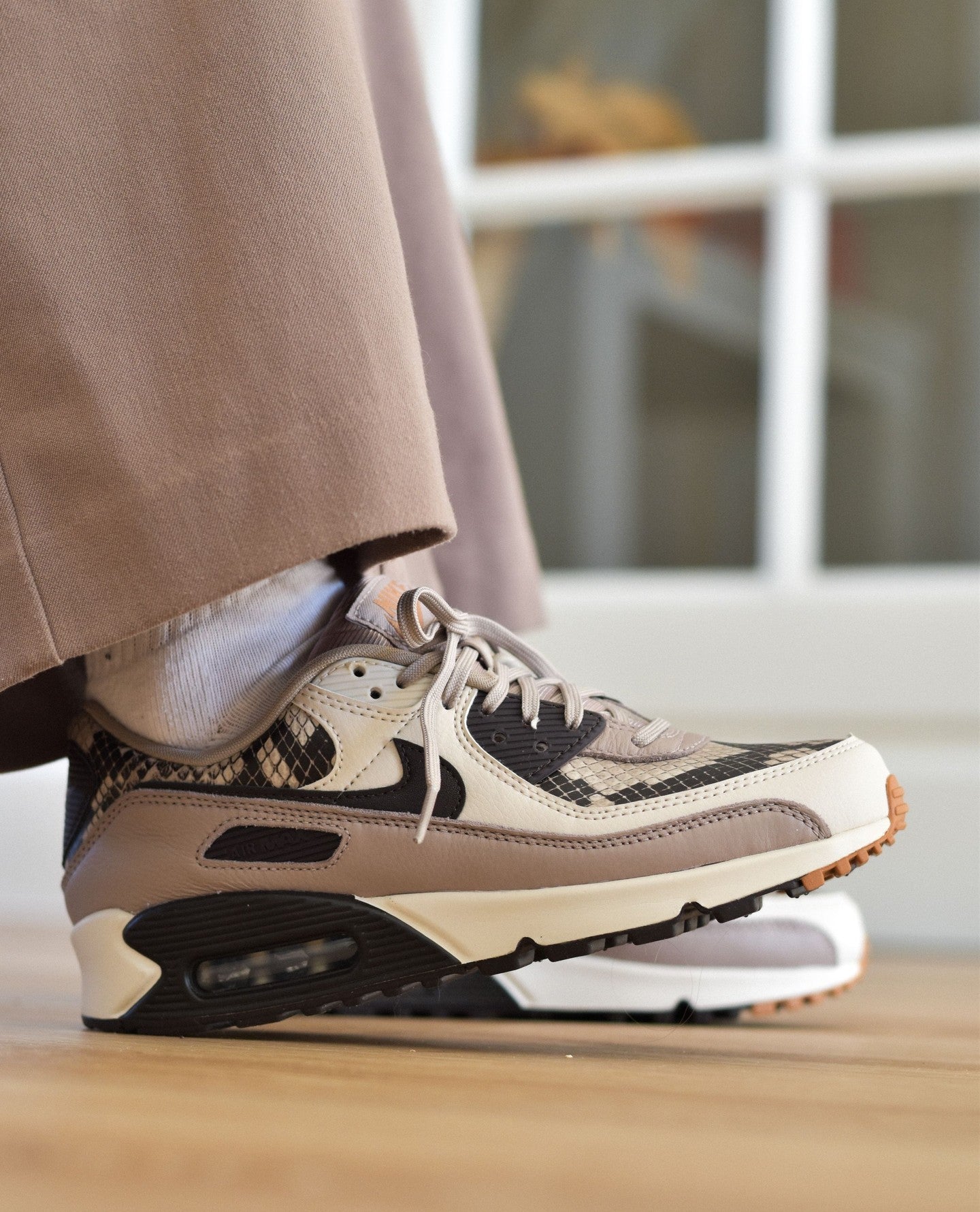 Nike Air Max 90 SE Tan Snakeskin (Women's), Lifestyle View 1, SKU HF1212-200
