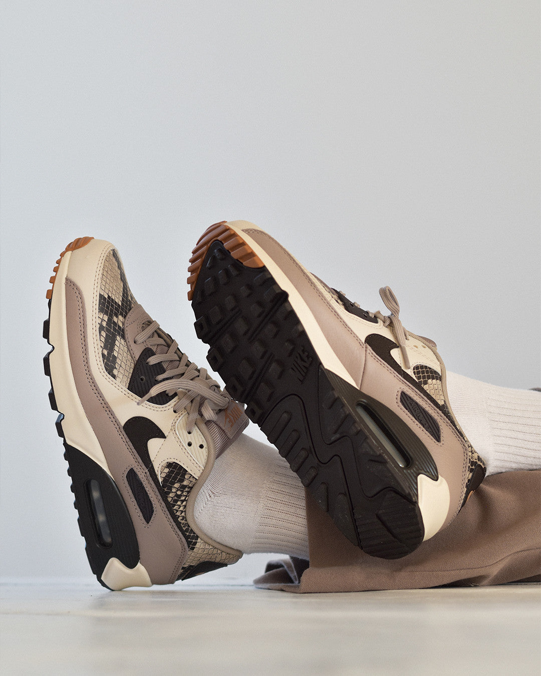Nike Air Max 90 SE Tan Snakeskin (Women's), Lifestyle View 3, SKU HF1212-200