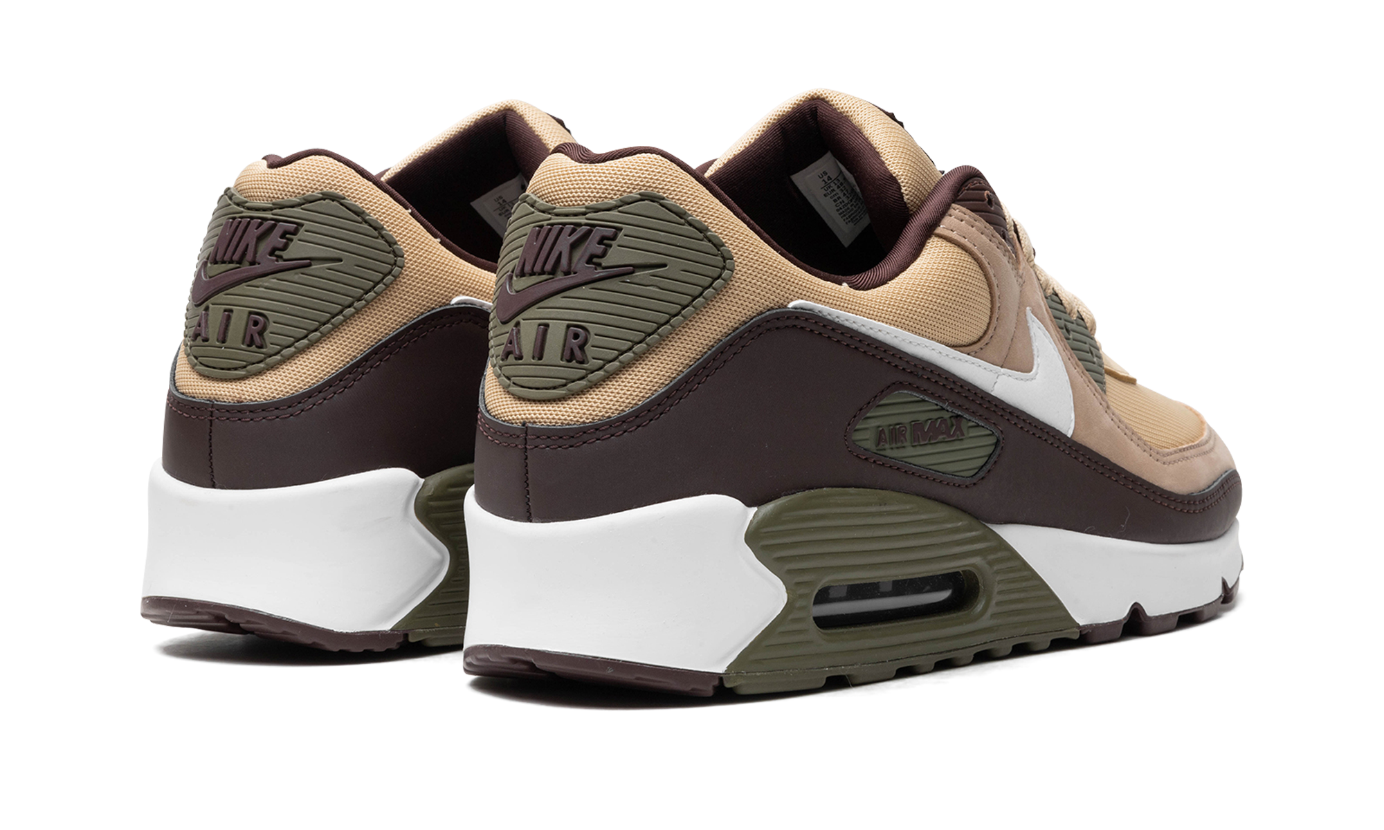 nike air max 90 sesame earth+FB9658-200+diagnol right behind view