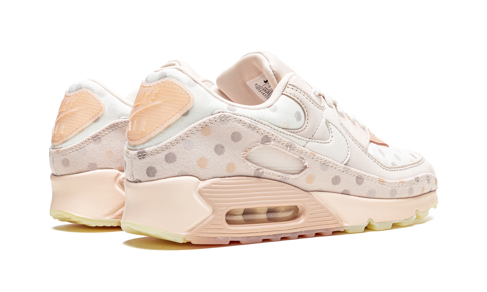 nike air max 90 shimmer polka dot sand+CZ1929-200+diagnol right behind view
