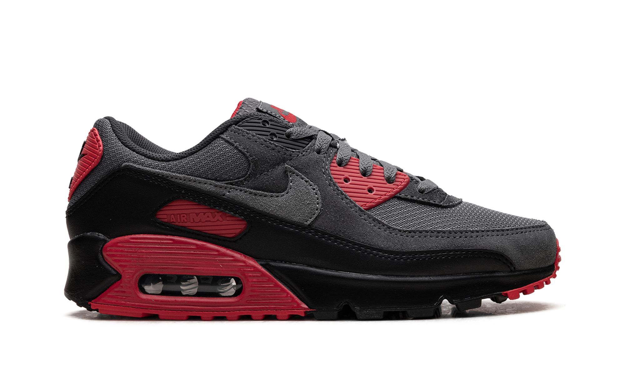 nike air max 90 smoke grey fire red+DM0029-007+right view