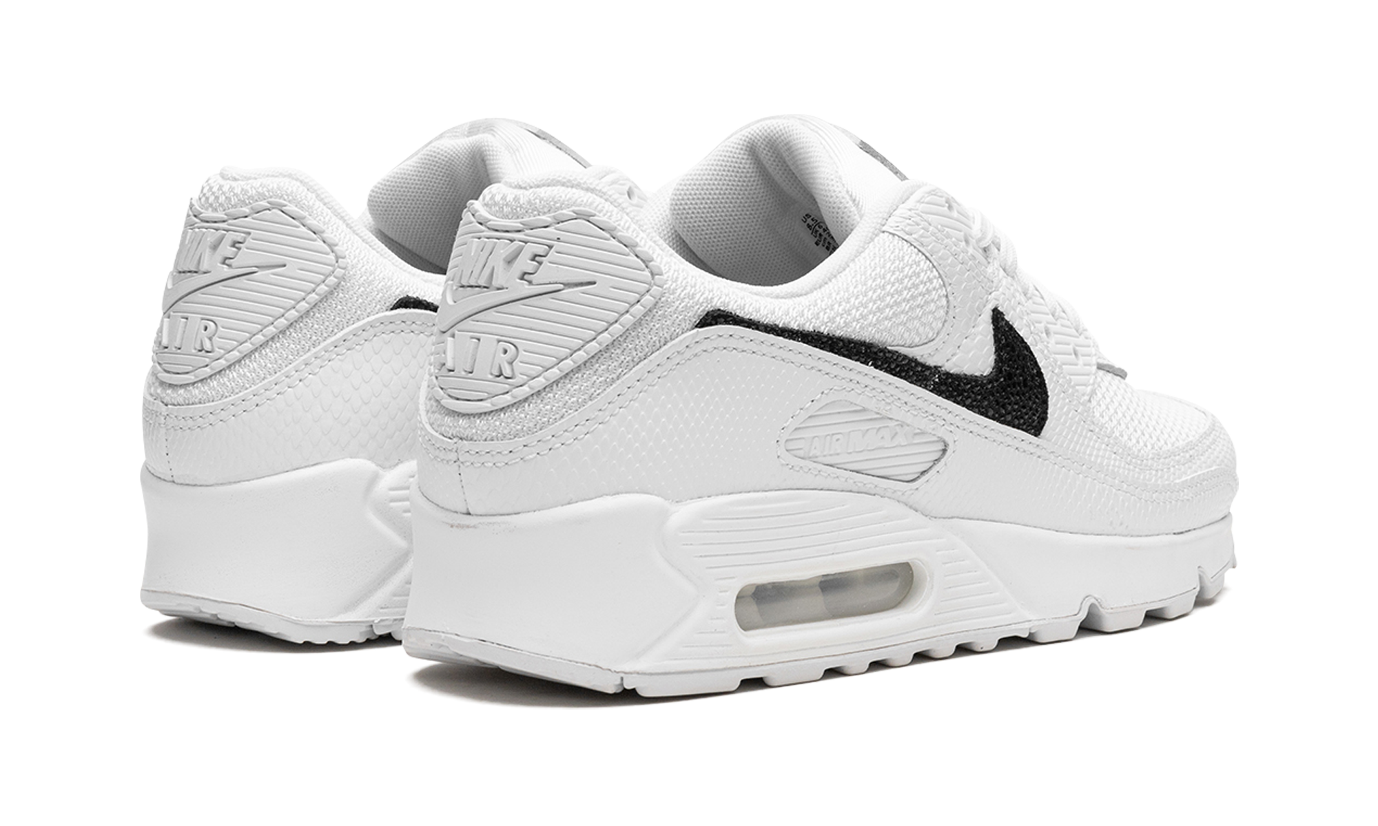 nike air max 90 snakeskin white black women s+DZ5212-100+diagnol right behind view