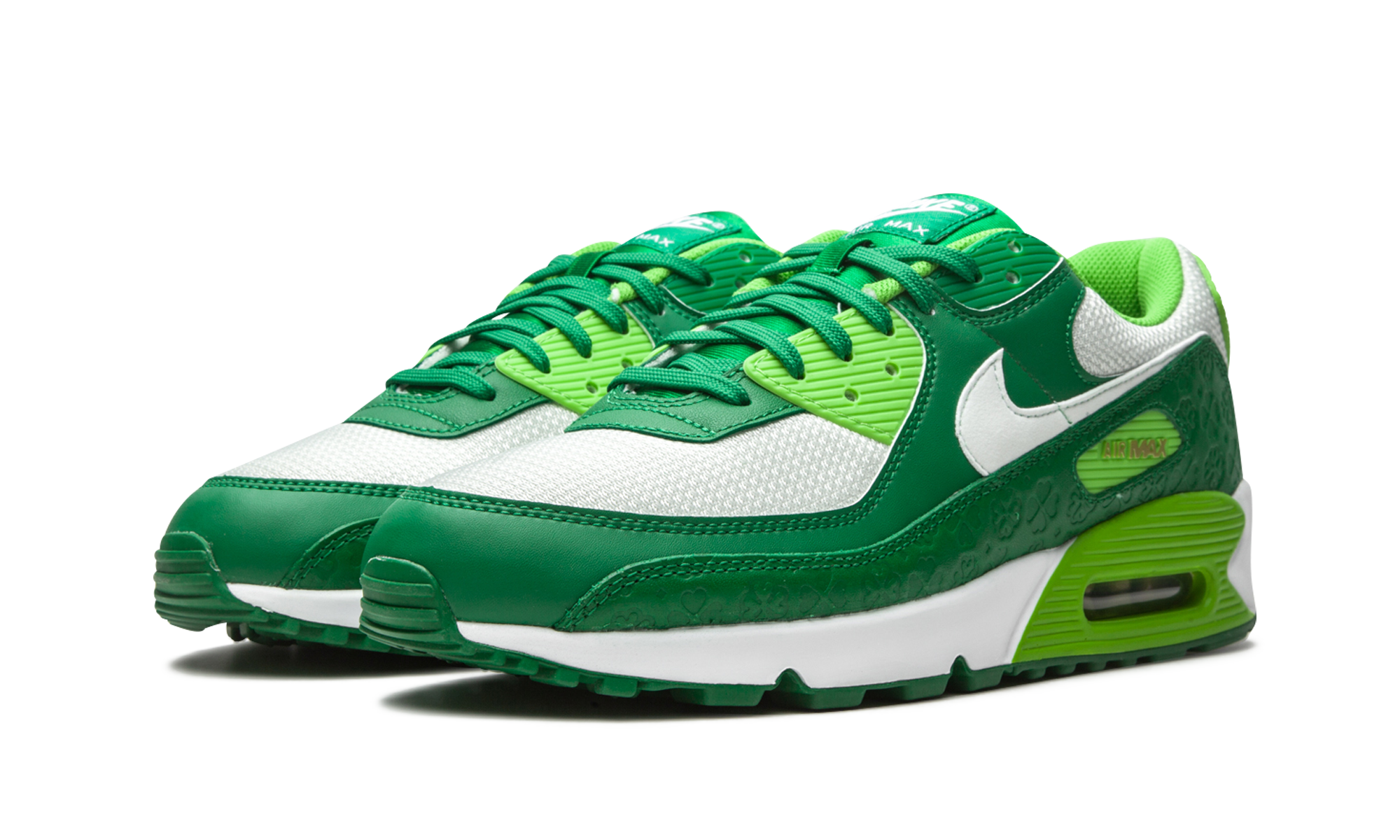 nike air max 90 st patrick s day 2021+DD8555-300+diagnol left view