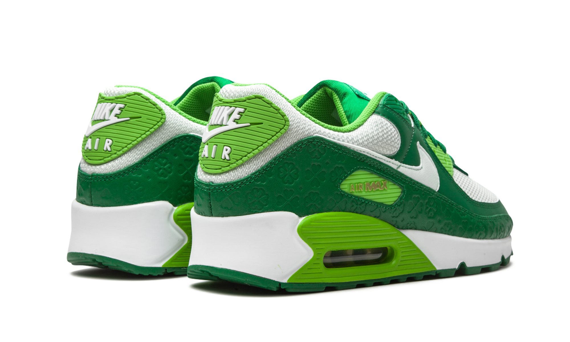 nike air max 90 st patrick s day 2021+DD8555-300+diagnol right behind view