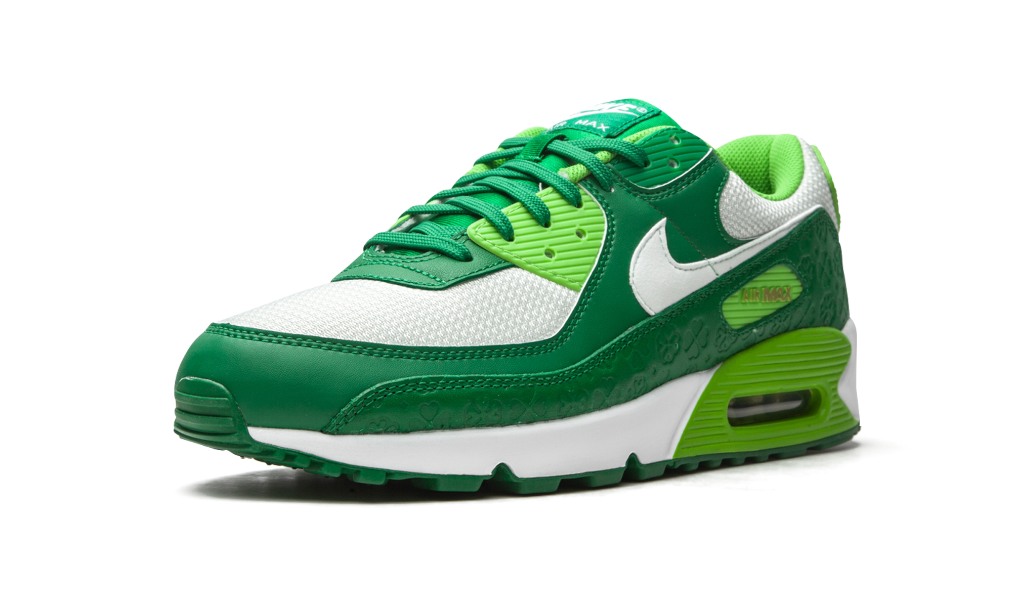 nike air max 90 st patrick s day 2021+DD8555-300+left diagnol single view