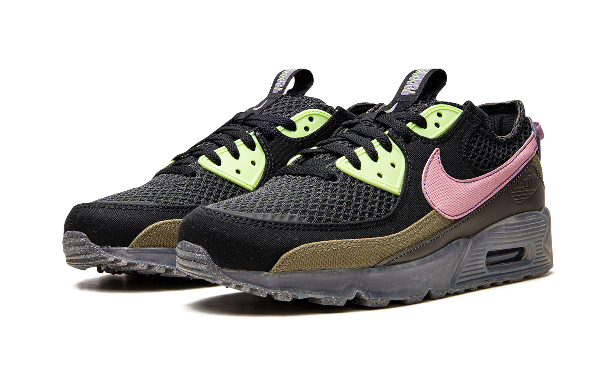 nike air max 90 terrascape black elemental pink+DM0033-003+diagnol left view