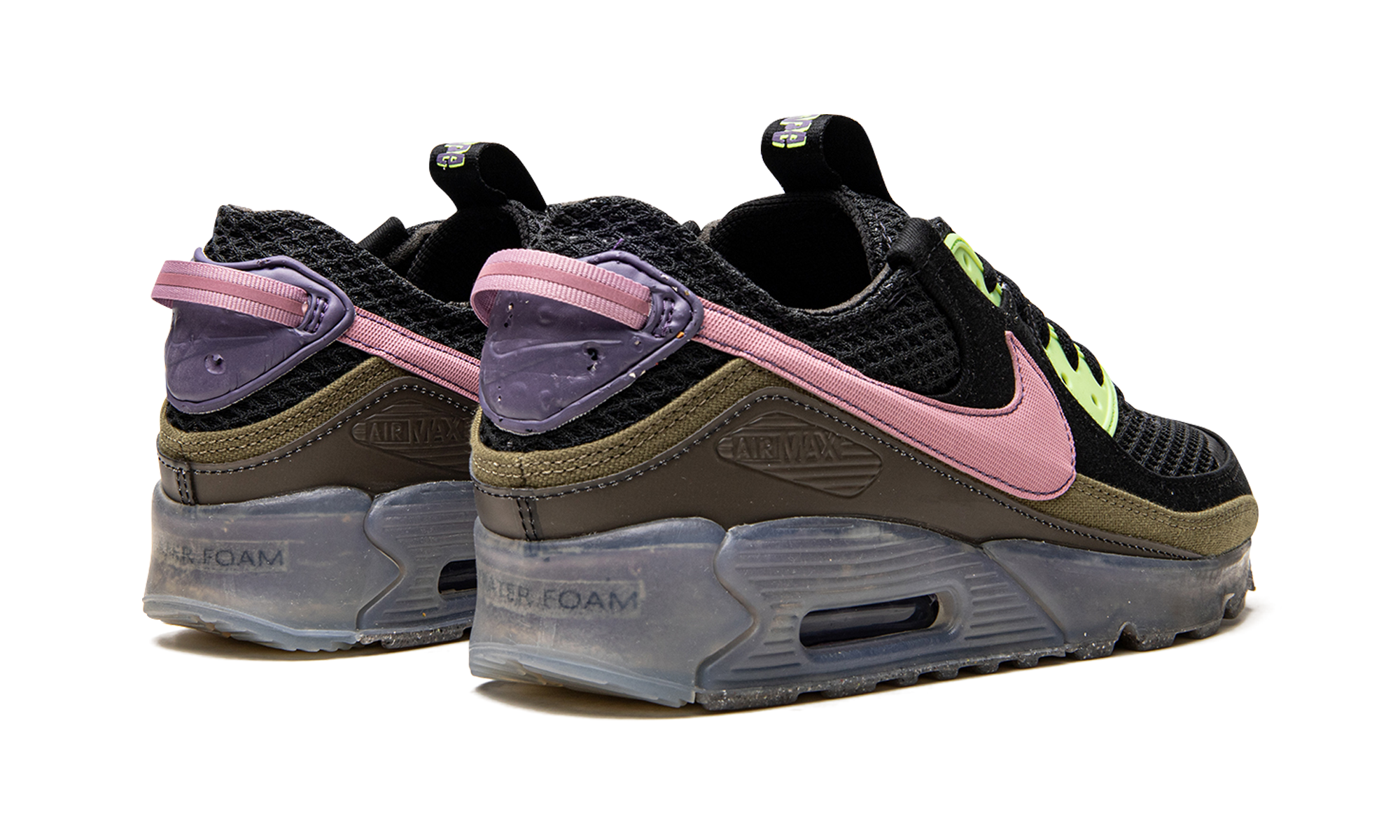 nike air max 90 terrascape black elemental pink+DM0033-003+diagnol right behind view