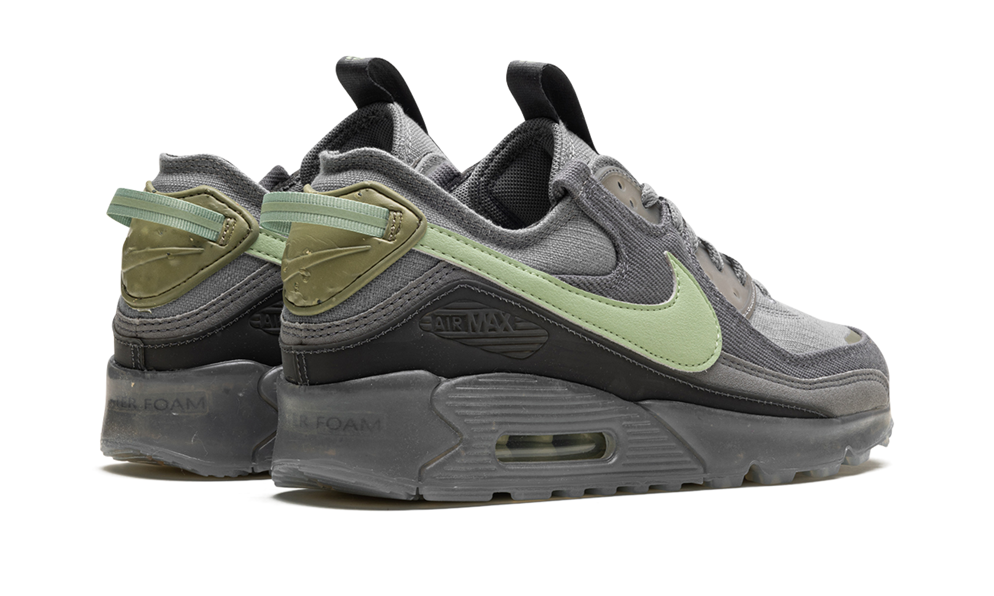 nike air max 90 terrascape cool grey honeydew+DV7413-014+diagnol right behind view