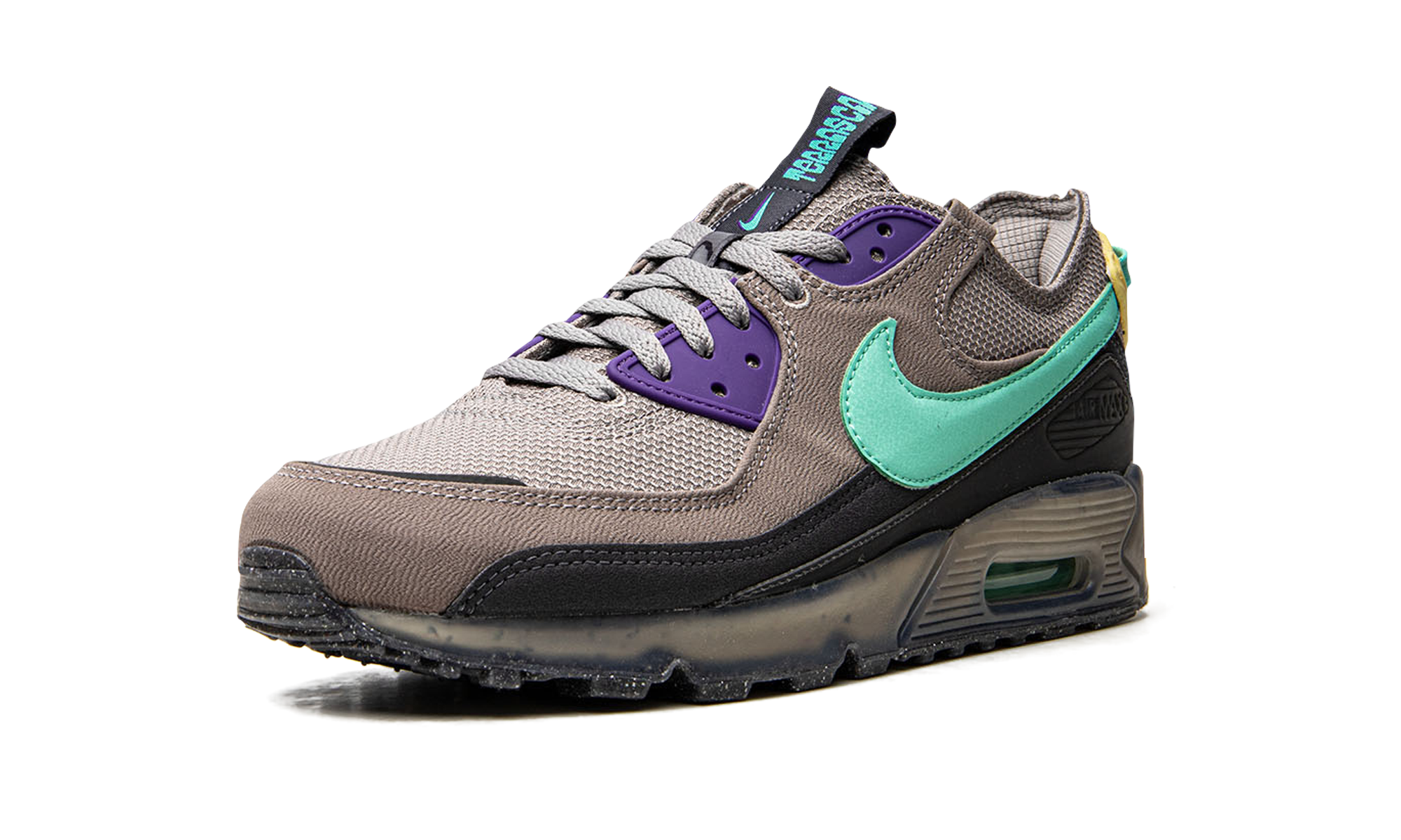 nike air max 90 terrascape moon fossil light menta+DQ3987-001+left diagnol single view
