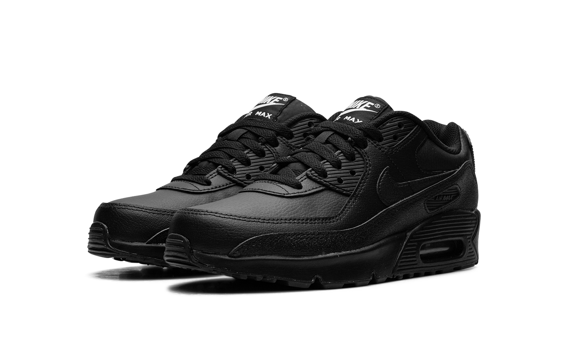 nike air max 90 triple black 2024 gs+HF6358-001+diagnol left view