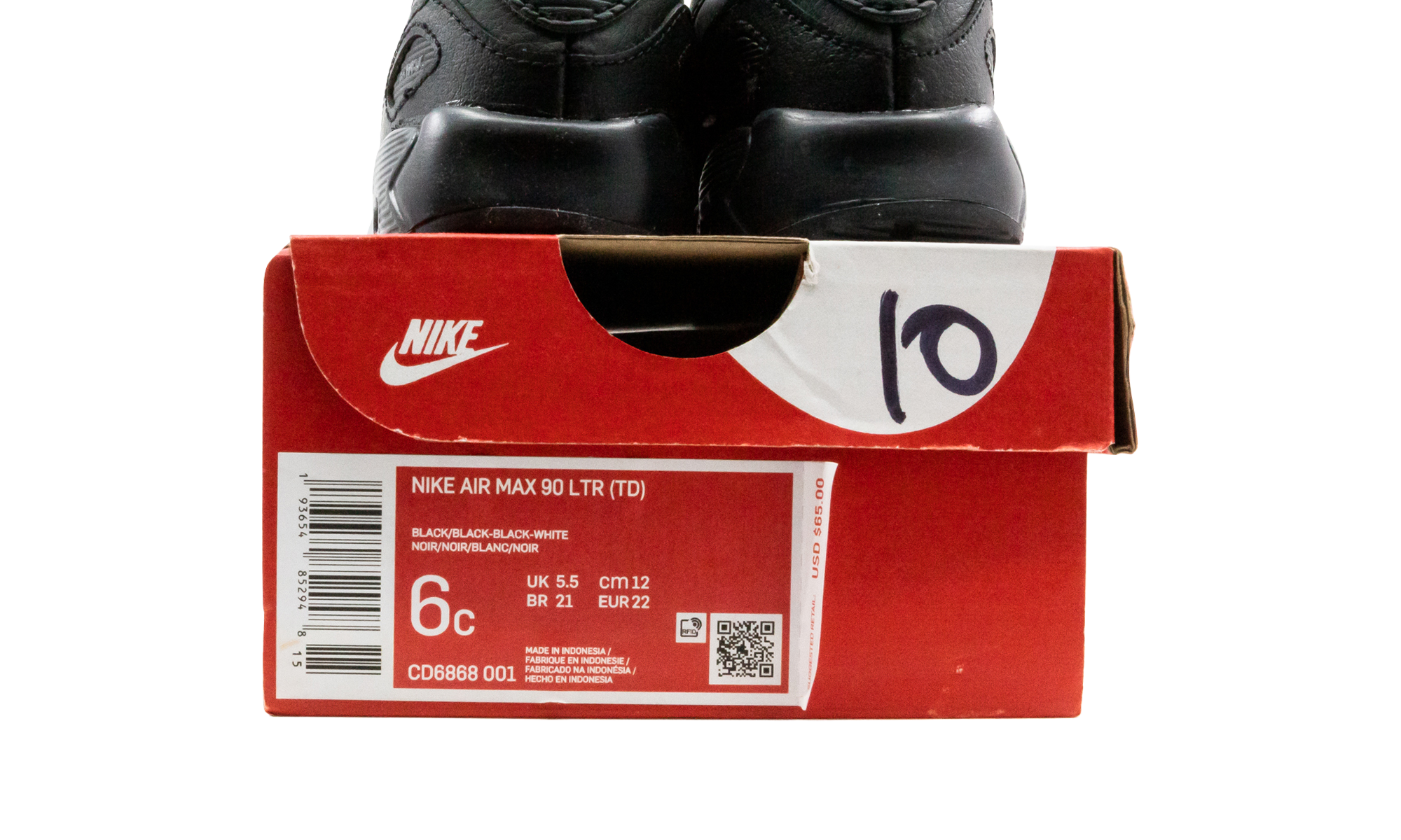 nike air max 90 triple black td+CD6868-001+diagnol right view 1