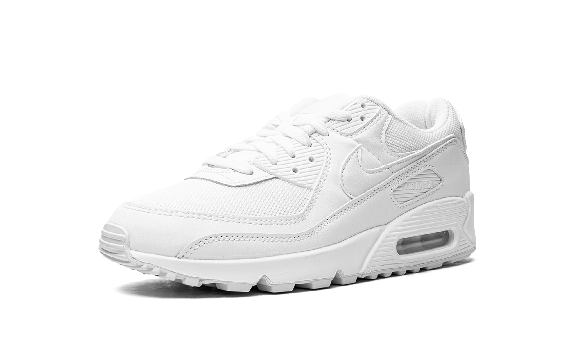 nike air max 90 triple white 2022 women s+DH8010-100+left diagnol single view