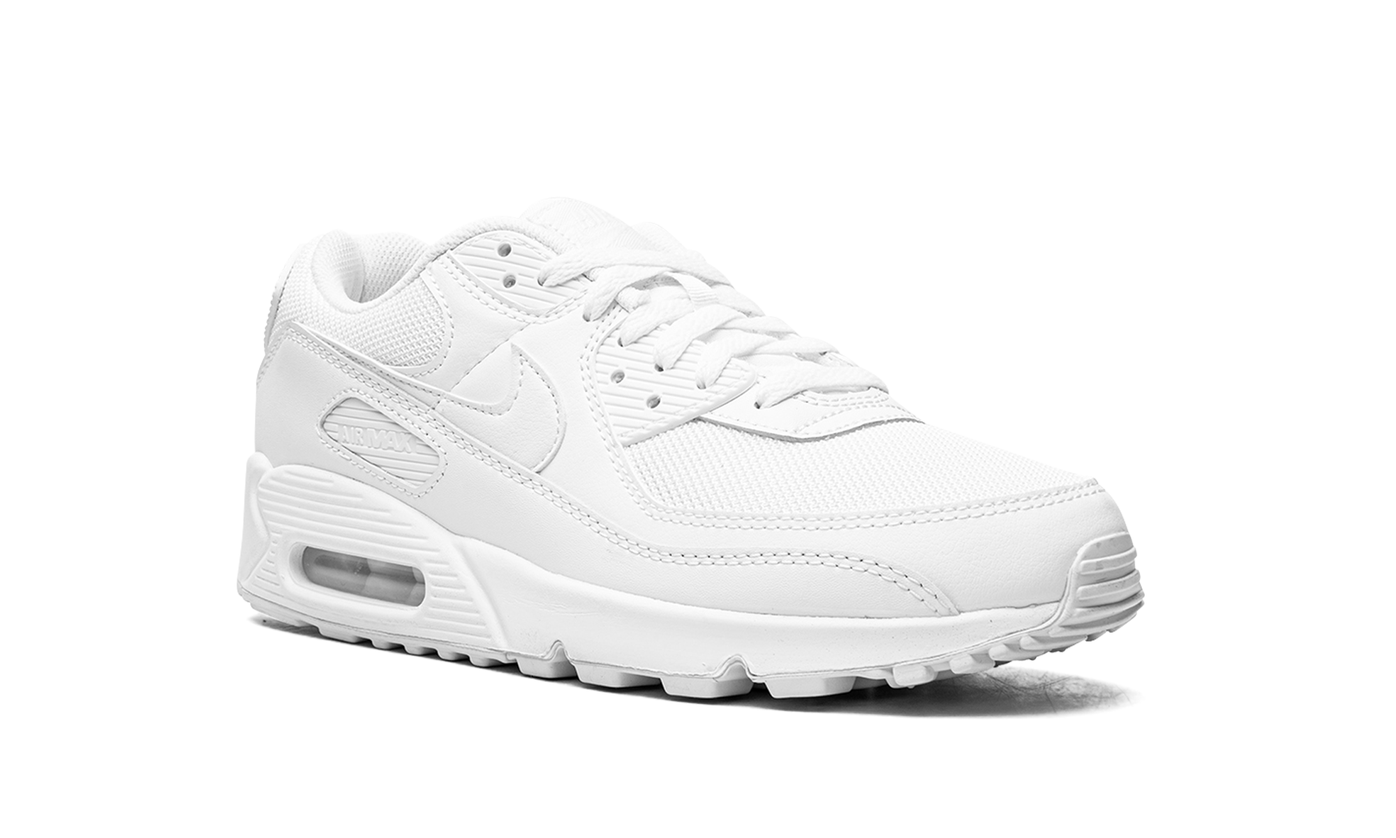 nike air max 90 triple white 2022 women s+DH8010-100+diagnol right view