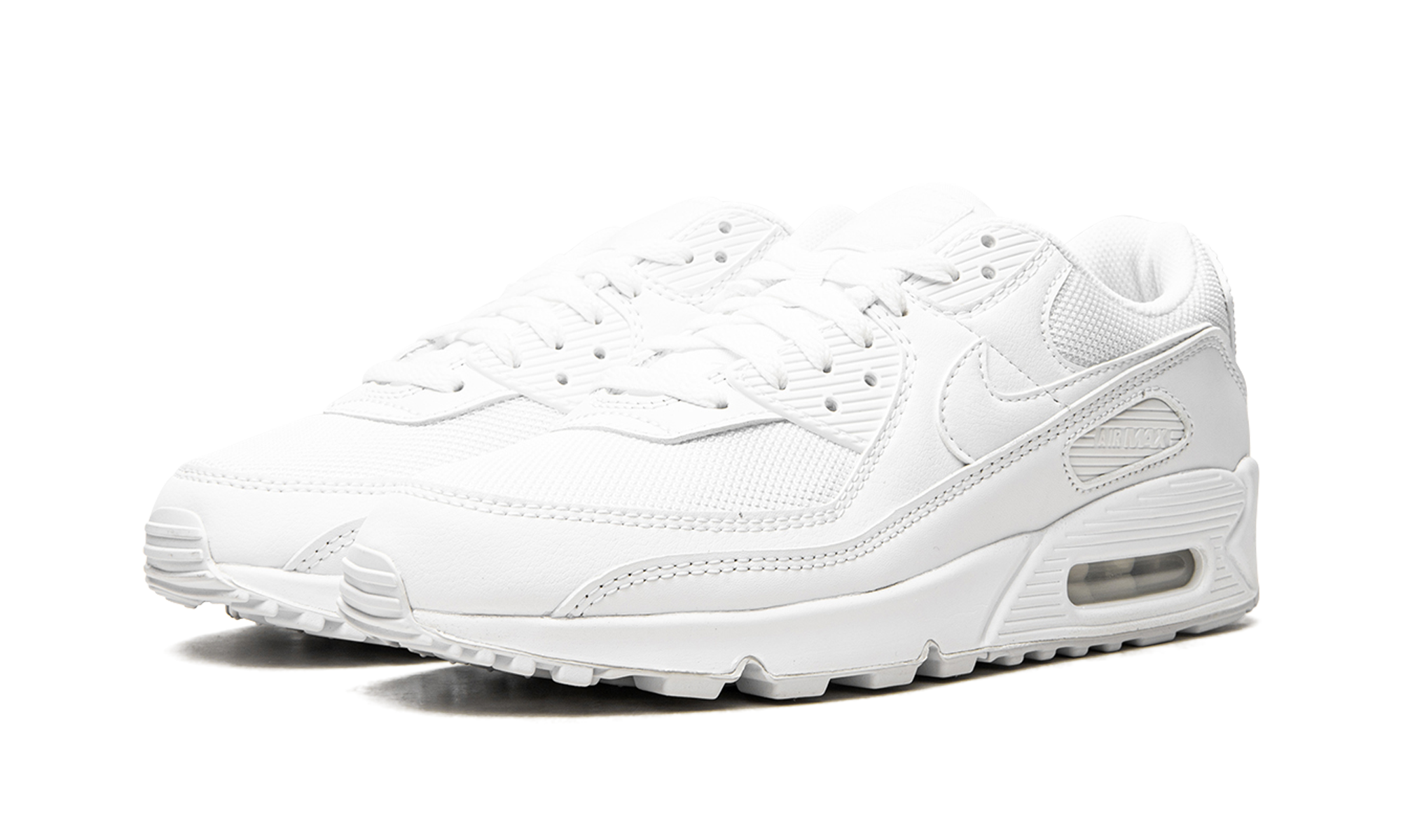 nike air max 90 triple white women s+CQ2560-100+diagnol left view