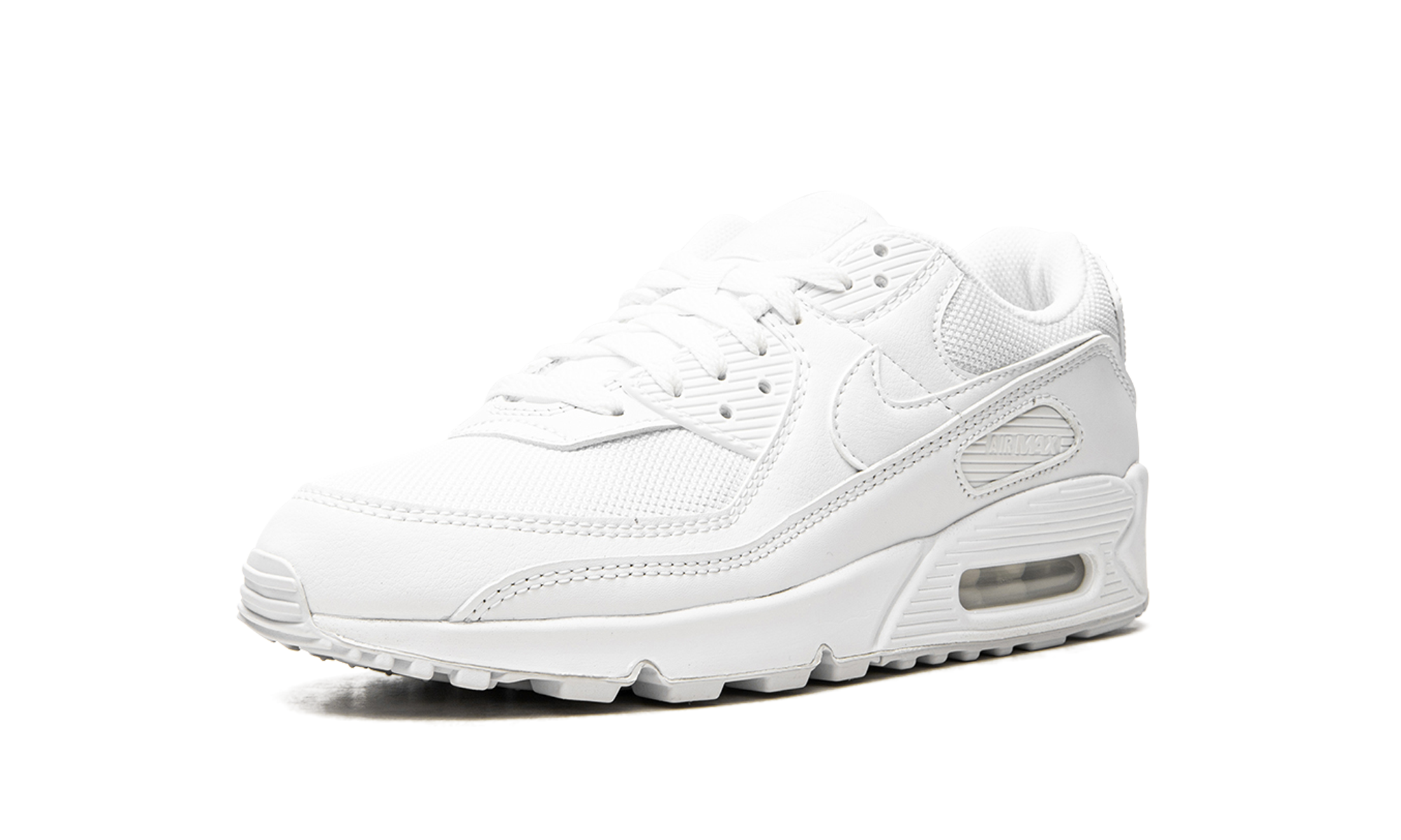 nike air max 90 triple white women s+CQ2560-100+left diagnol single view