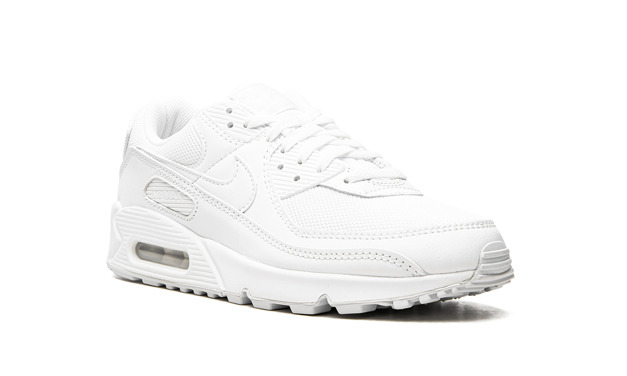 nike air max 90 triple white women s+CQ2560-100+diagnol right view