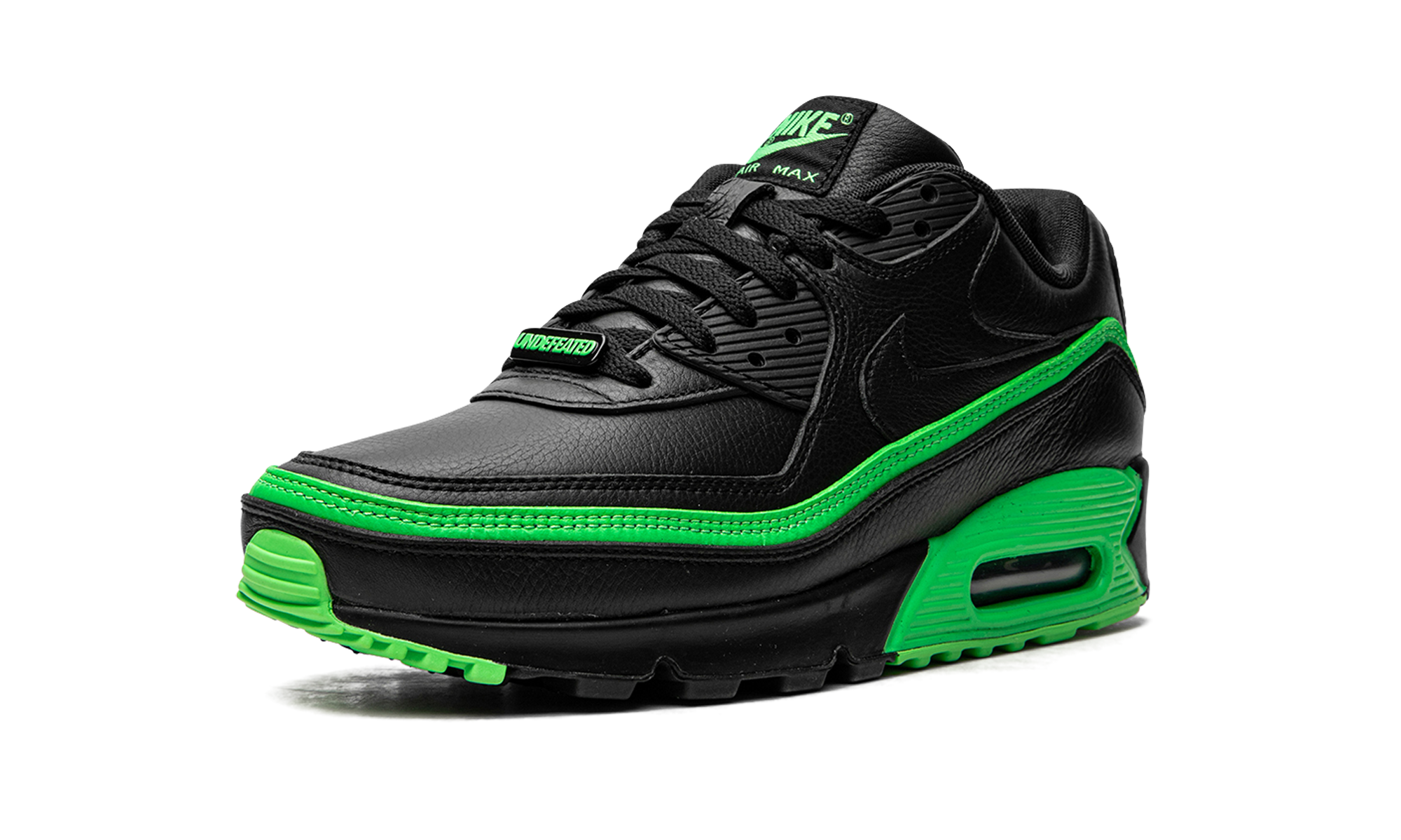 nike air max 90 undefeated black green+CJ7197-004+left diagnol single view