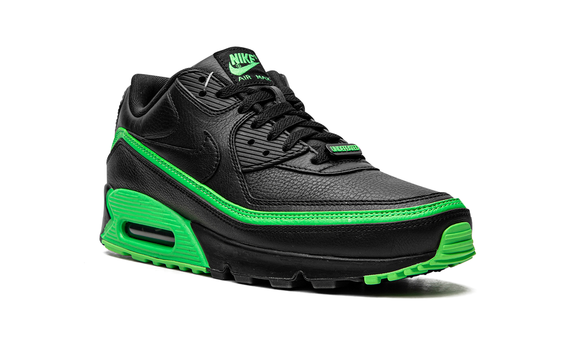 nike air max 90 undefeated black green+CJ7197-004+diagnol right view
