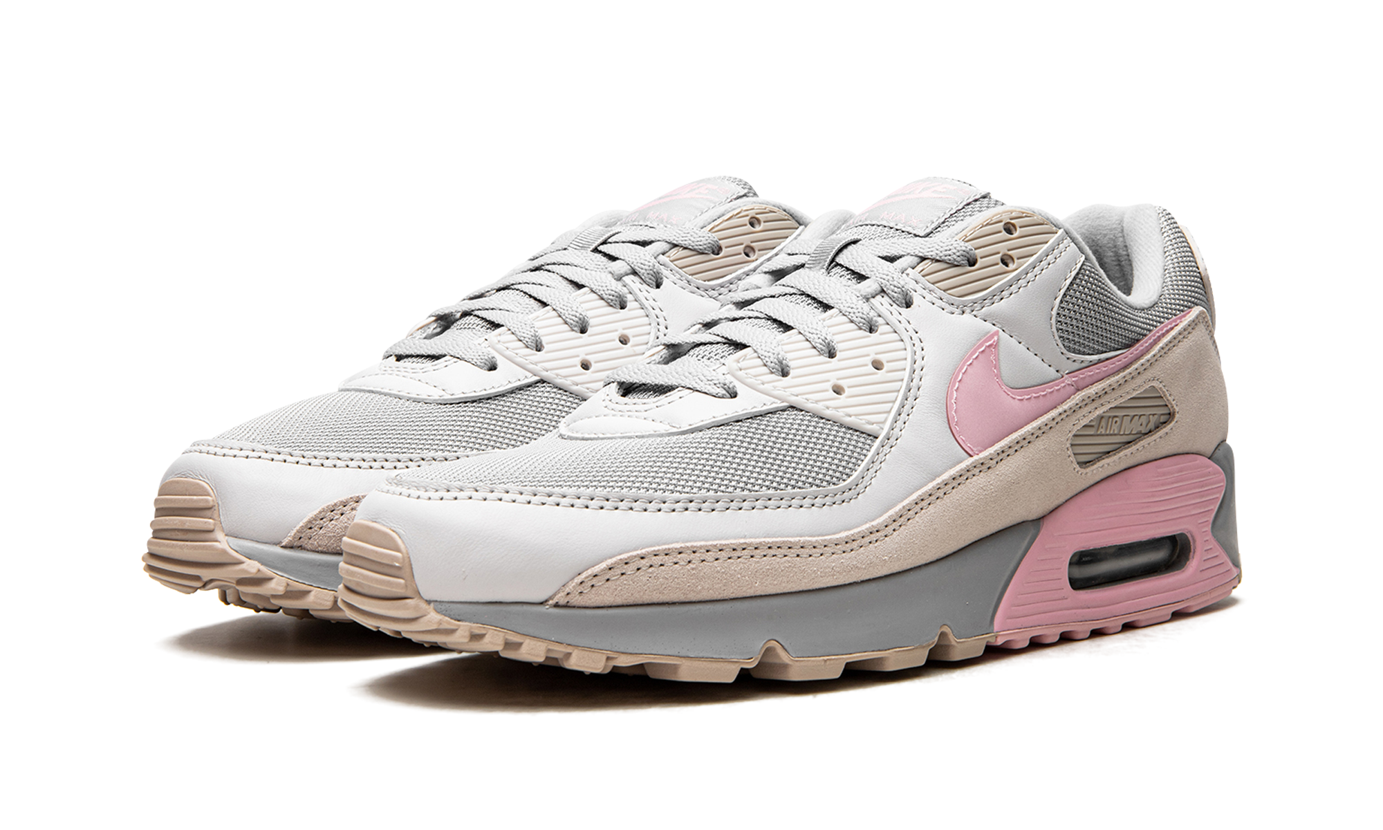 nike air max 90 vast grey pink+CW7483-001+diagnol left view
