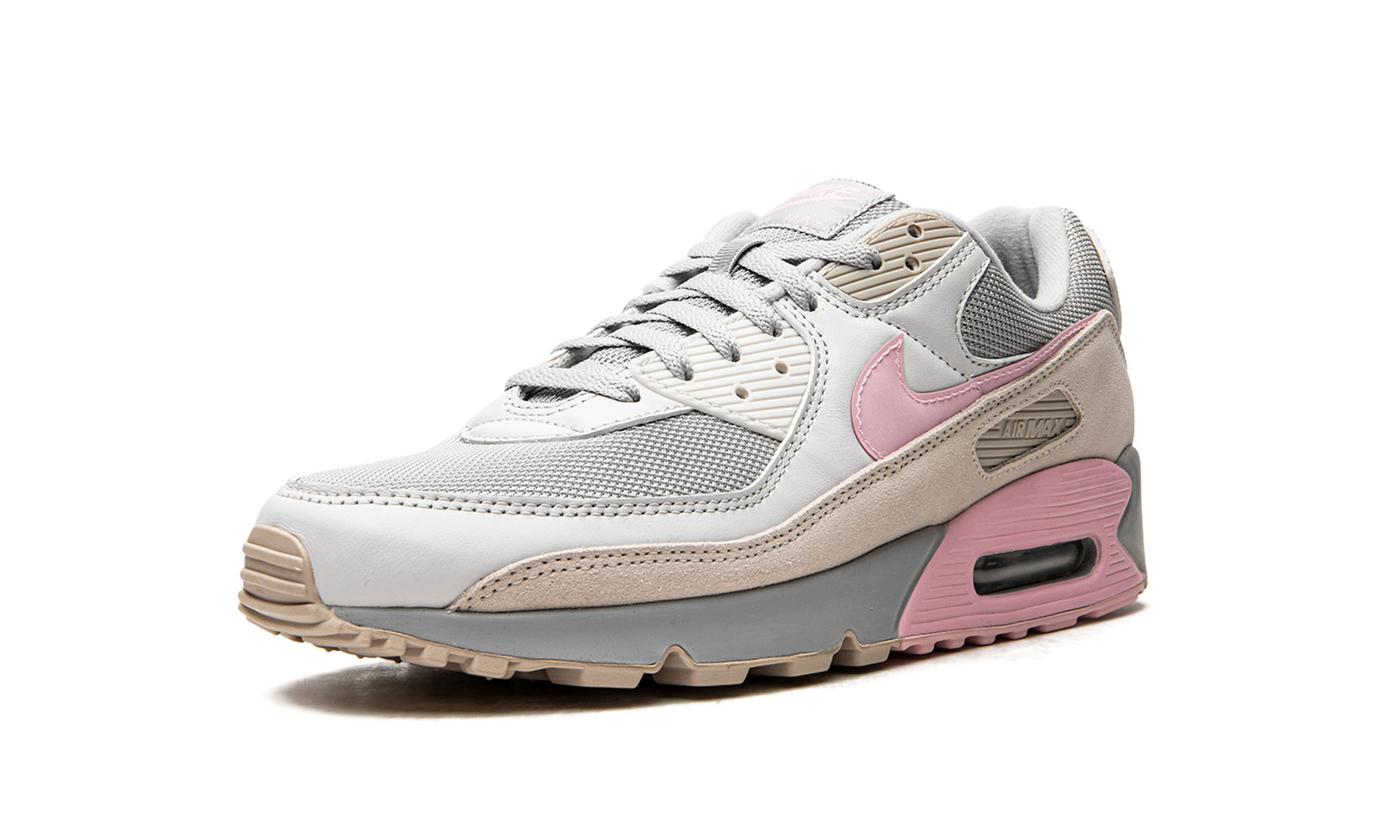 nike air max 90 vast grey pink+CW7483-001+left diagnol single view