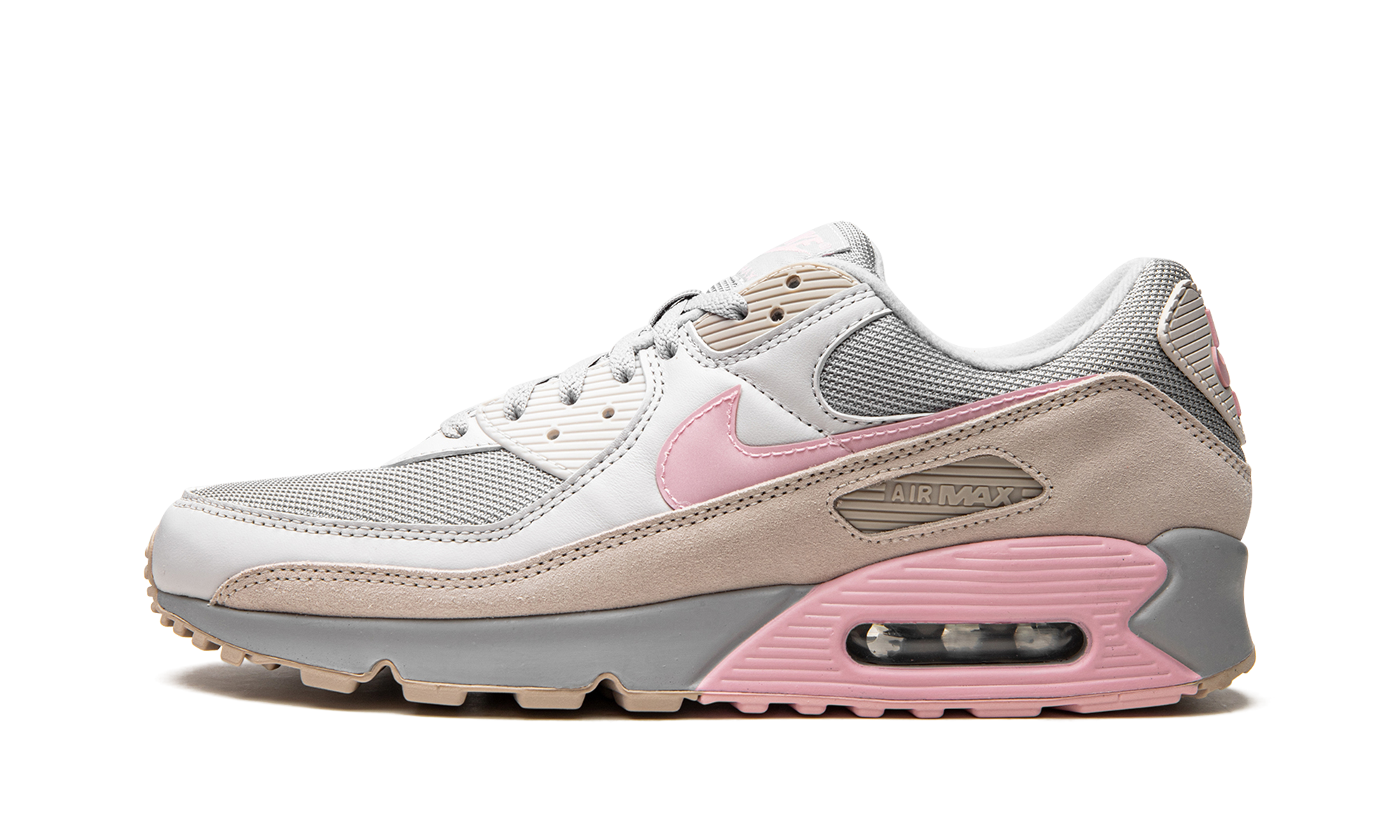 nike air max 90 vast grey pink+CW7483-001+diagnol right view 1
