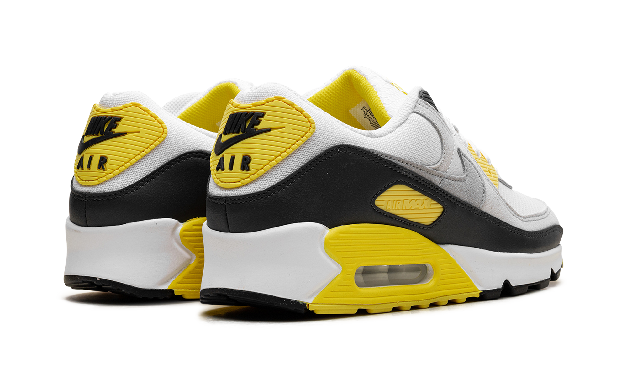 nike air max 90 white lightning+DM0029-111+diagnol right behind view
