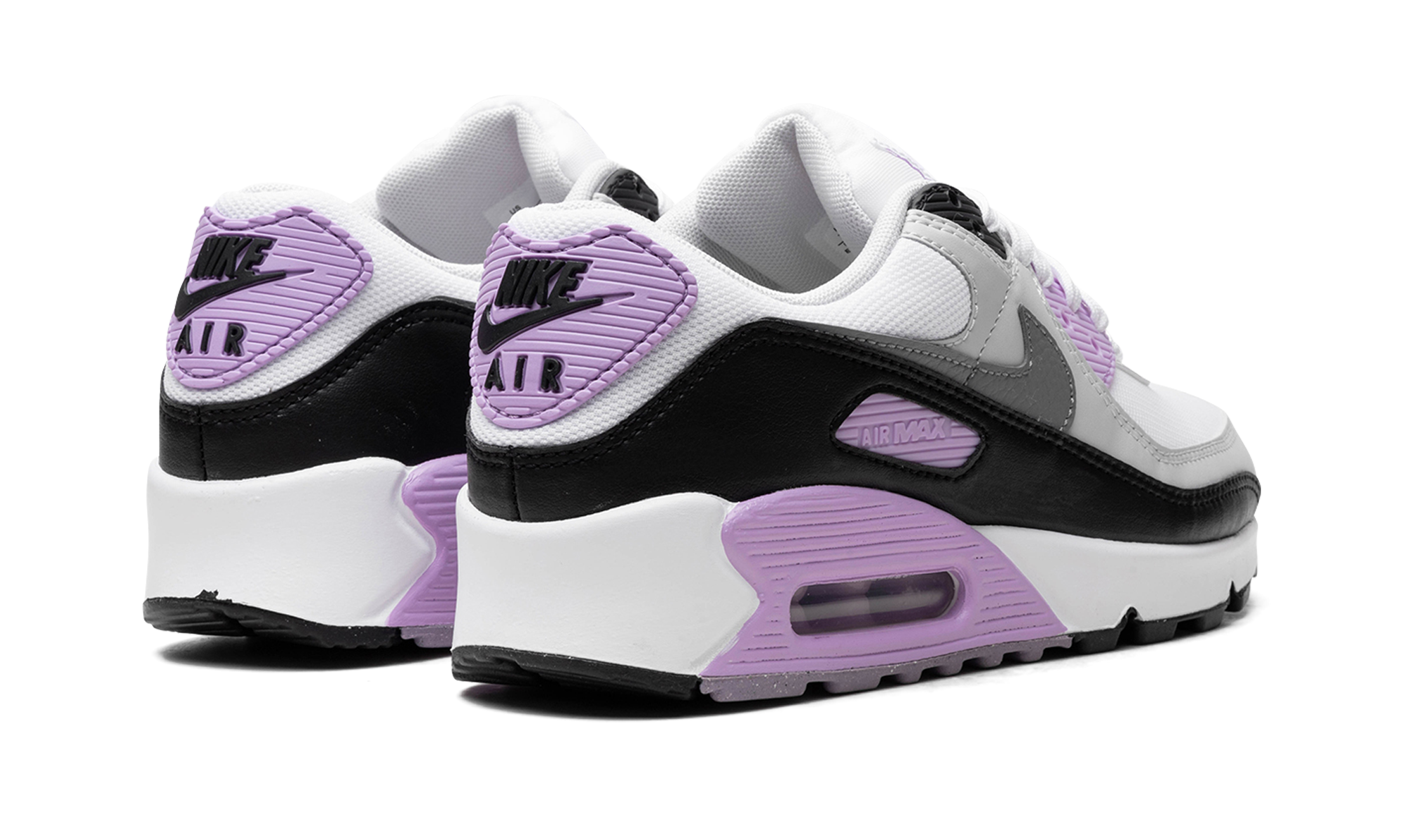 nike air max 90 white lilac women s+DH8010-103+diagnol right behind view