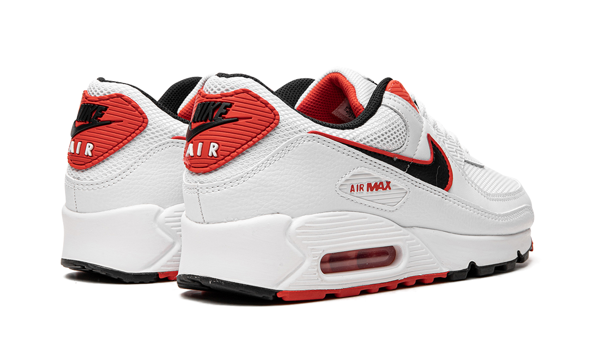 nike air max 90 white max orange+DO8903-100+diagnol right behind view