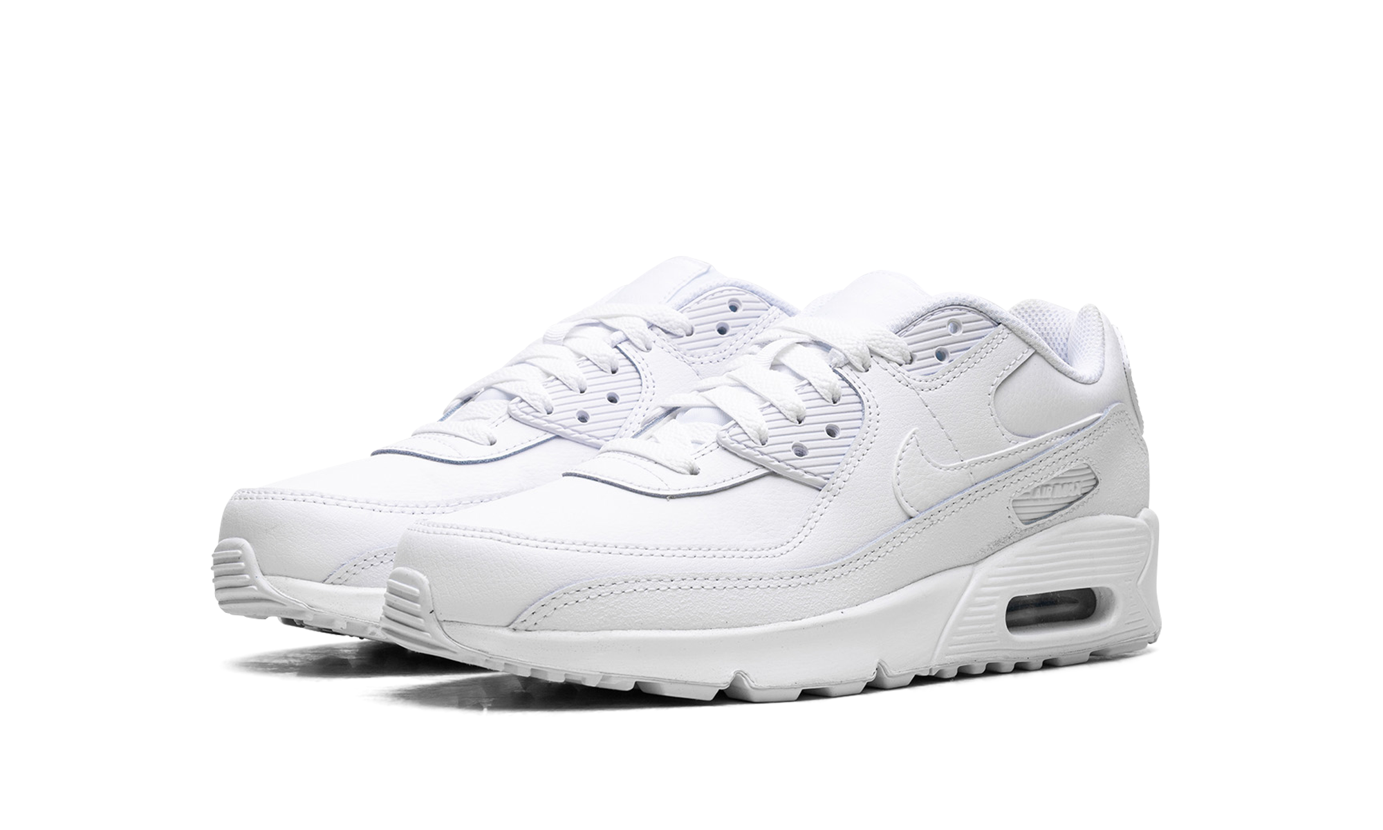 nike air max 90 white metallic silver gs+HF6358-102+diagnol left view